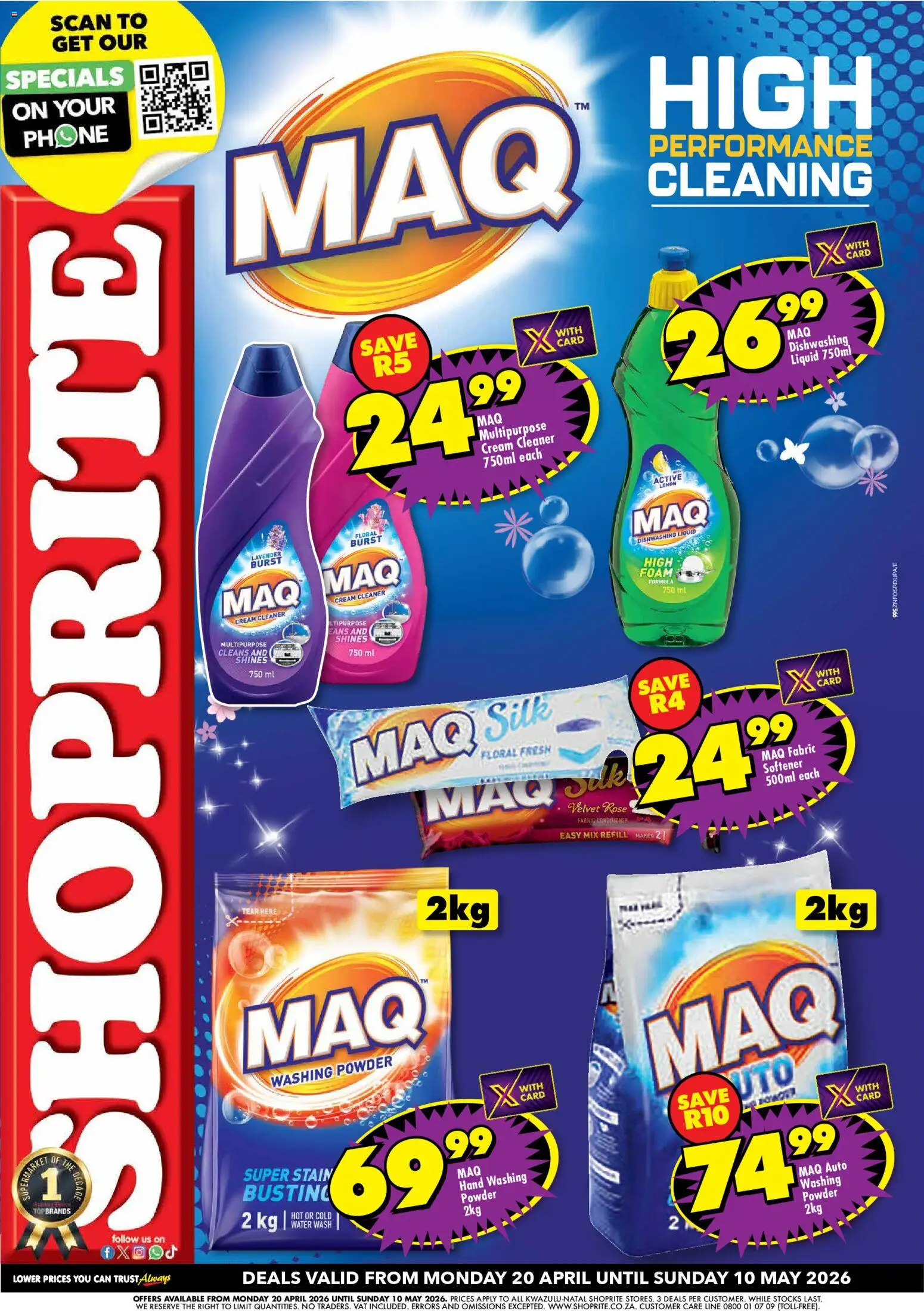 New Shoprite catalogue – valid from 20.04.2026 | Page: 1 | Products: Conditioner, Foam, Washing powder, Lemon