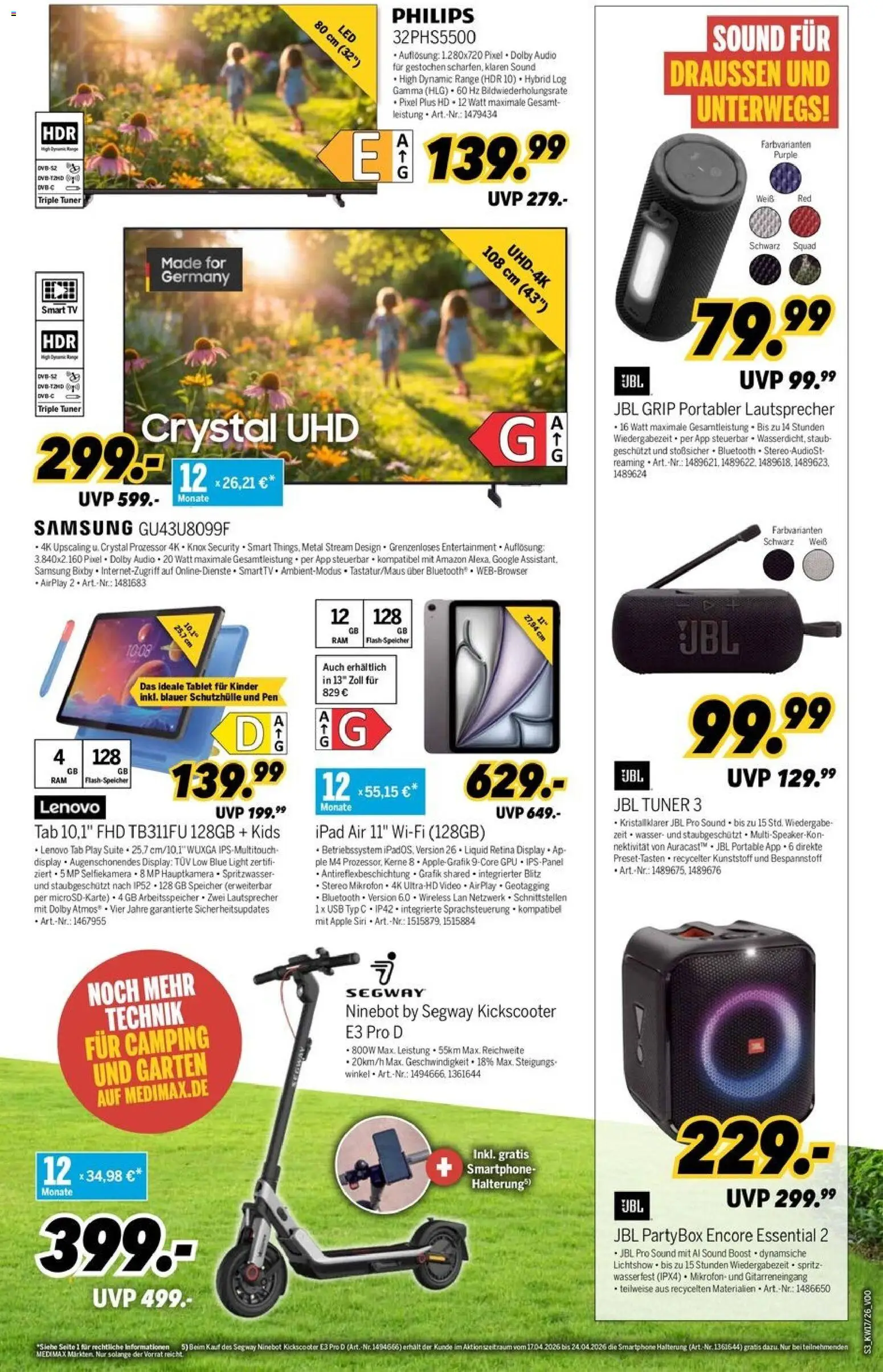 Medimax Prospekt 	 – gültig ab 18.04.2026 | Seite: 3 | Produkte: Philips, USB, Ipad, TV