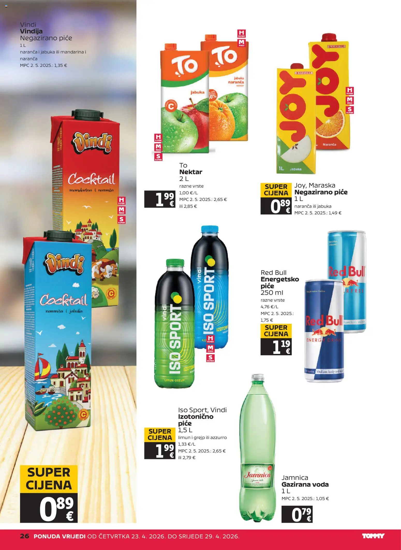 Tommy katalog | vrijedi od 23.04.2026 | Stranica: 26 | Proizvodi: Vindija, Grejp, Voda, Limun