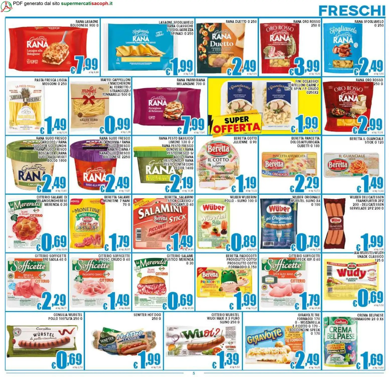 Volantino Sacoph del 27.03.2026 | Pagina: 5 | Prodotti: Bresaola, Mozzarella, Pasta, Tortelloni