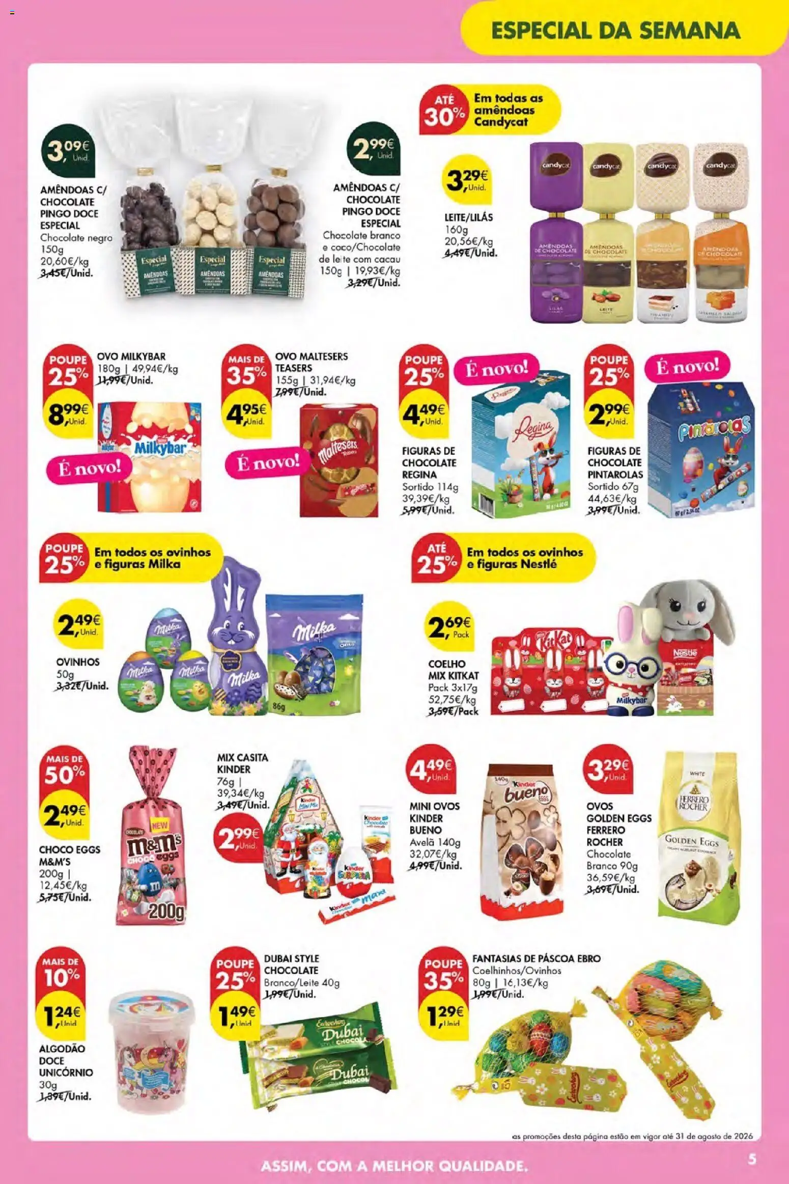 Pingo Doce Poupe Esta Semana Açores │ válido de 26.03.2026 | Página: 5 | Produtos: Amêndoas, Leite, Nestlé, Coelho