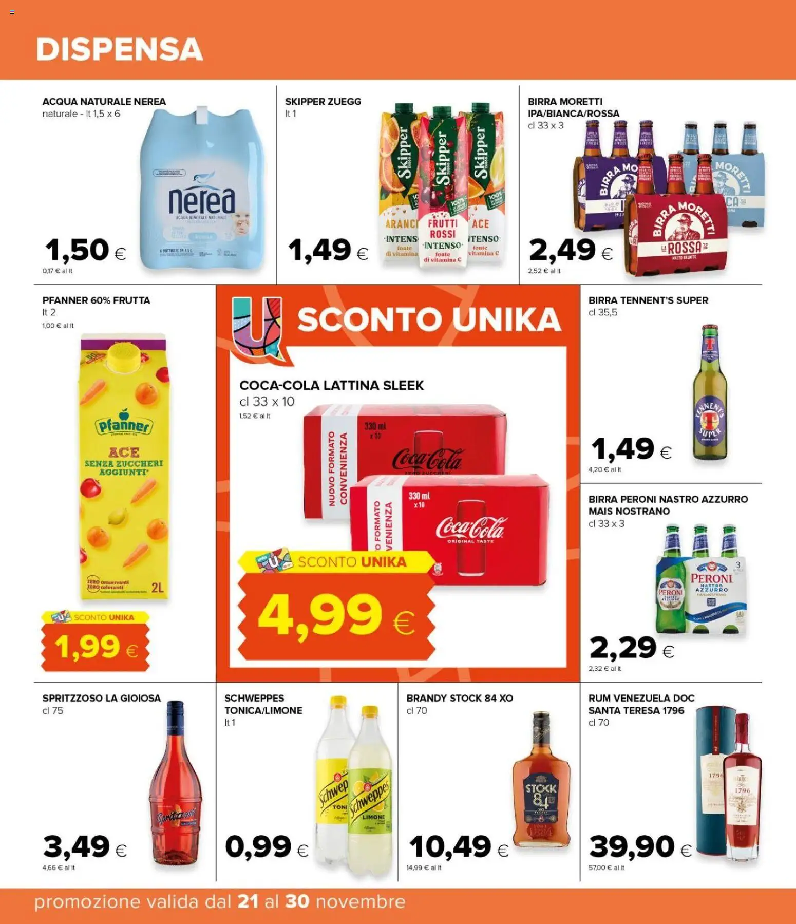 Volantino Oasi del 21.11.2025 | Pagina: 32 | Prodotti: Birra, Birra Moretti, Rum, Acqua minerale
