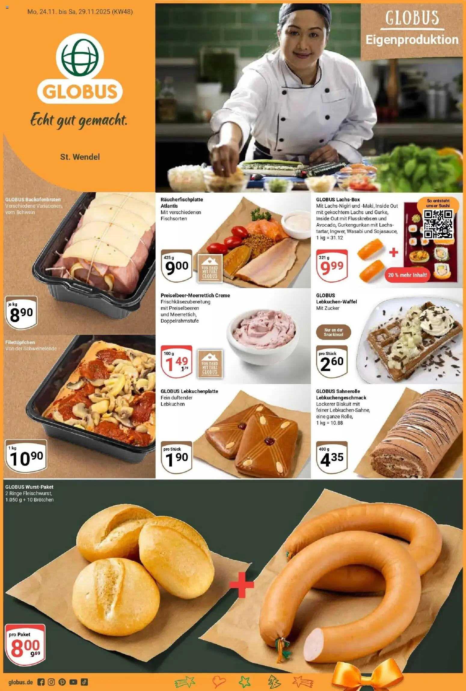 Globus prospekt St. Wendel	 – gültig ab 23.11.2025 | Seite: 1 | Produkte: Creme, Lachs, Zucker