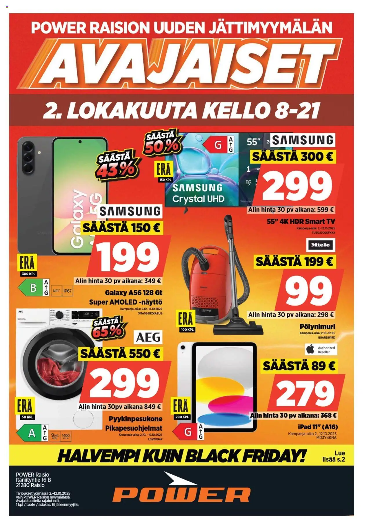 Power tarjoukset – voimassa 02.10.2025 alkaen | Sivu: 1 | Tuotteet: Kello, Näyttö, TV