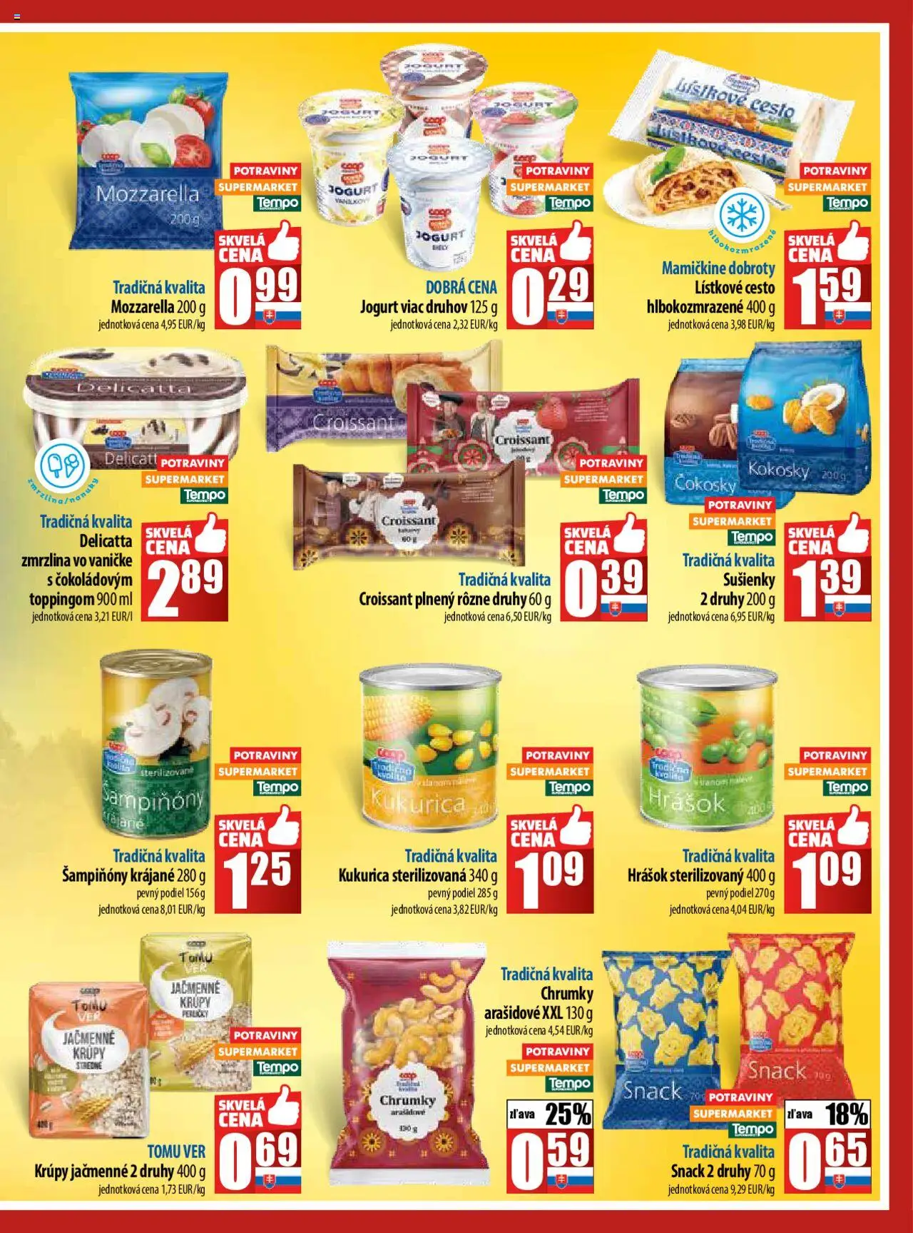 COOP Jednota leták │ platný od 21.08.2025 | Strana: 3 | Produkty: Jogurt, Mozzarella, Hrášok, Kukurica