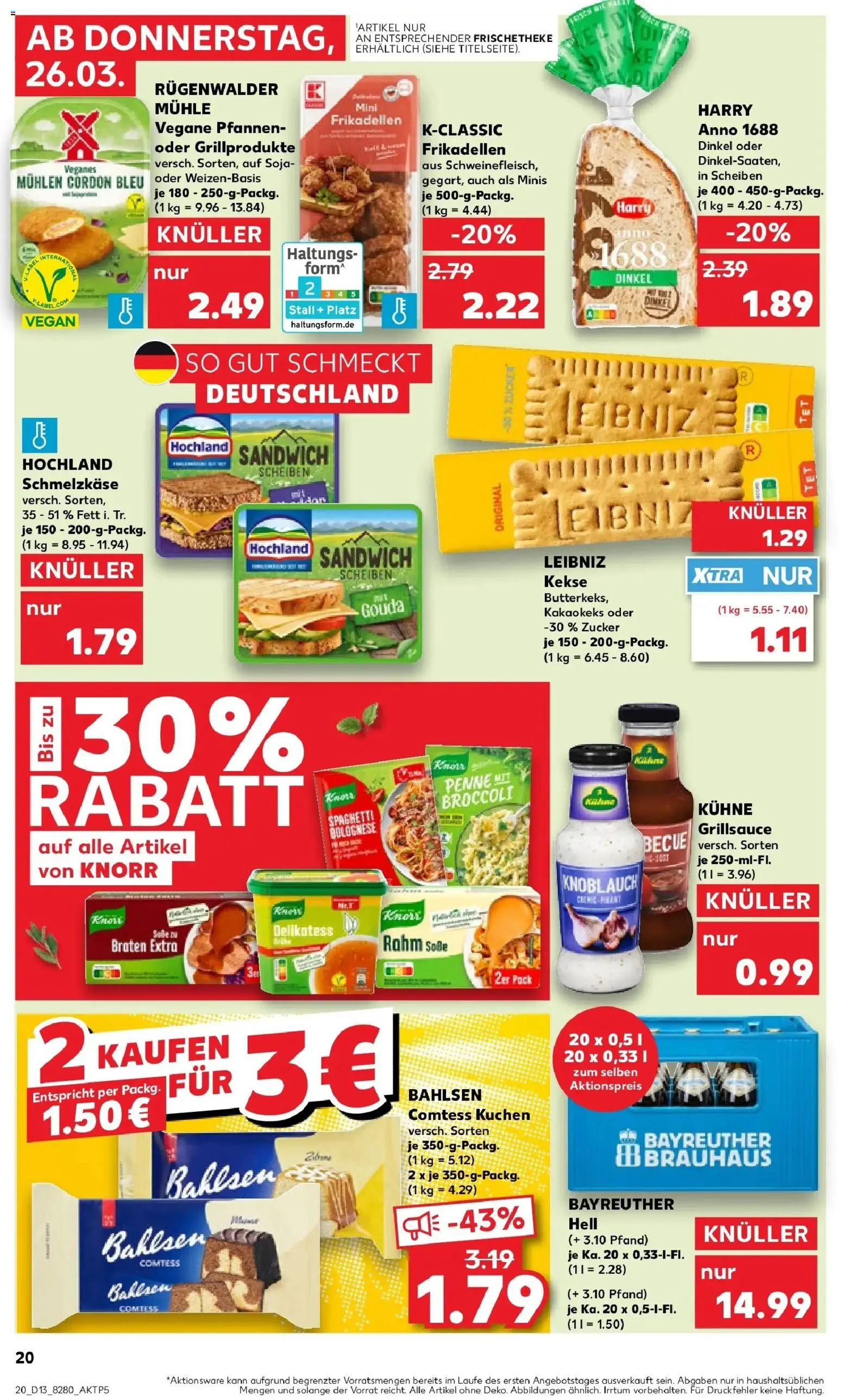 Kaufland Prospekt Wolfsburg	 – gültig ab 26.03.2026 | Seite: 20 | Produkte: Knorr, Zucker, Knoblauch, Kuchen