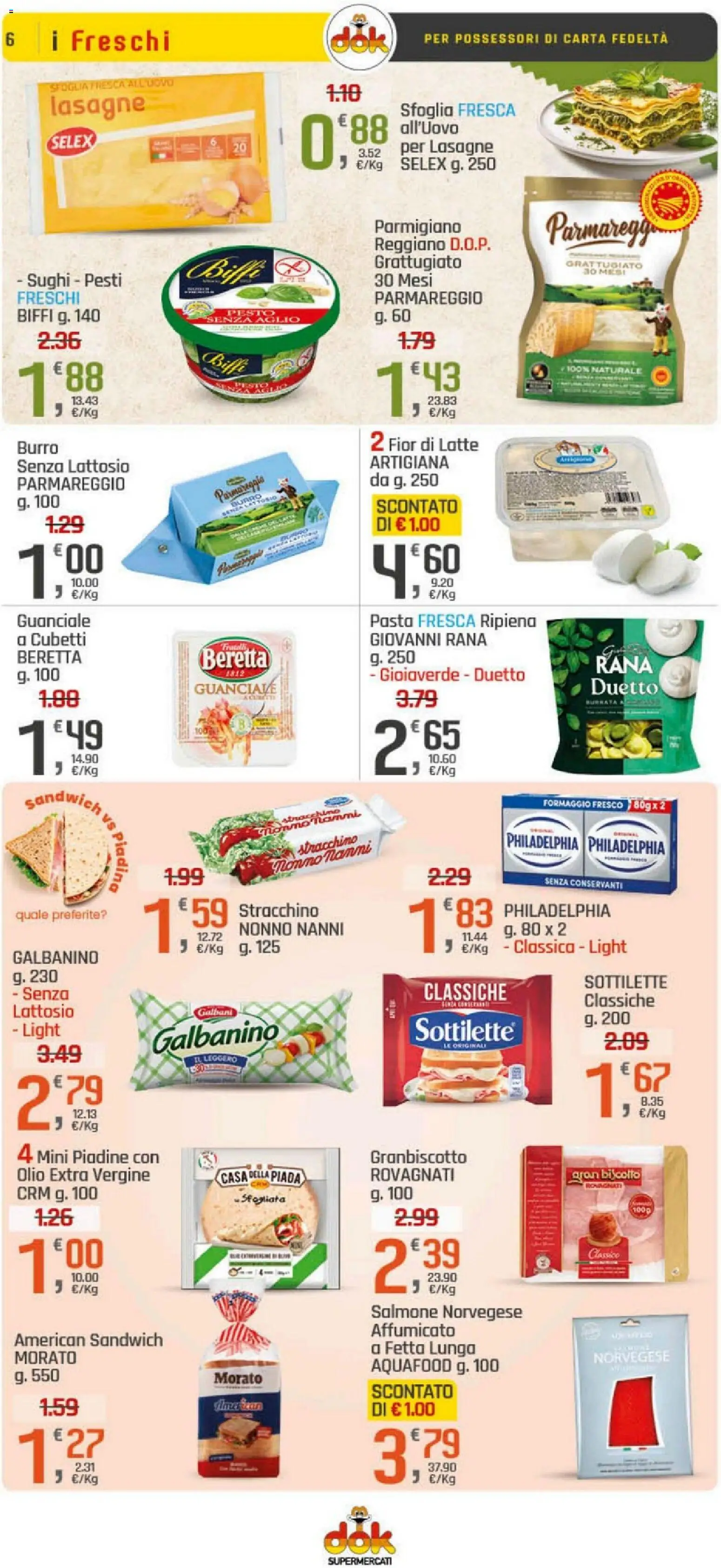 Volantino DOK del 20.04.2026 | Pagina: 6 | Prodotti: Tonno, Latte senza lattosio, Burrata, Guanciale