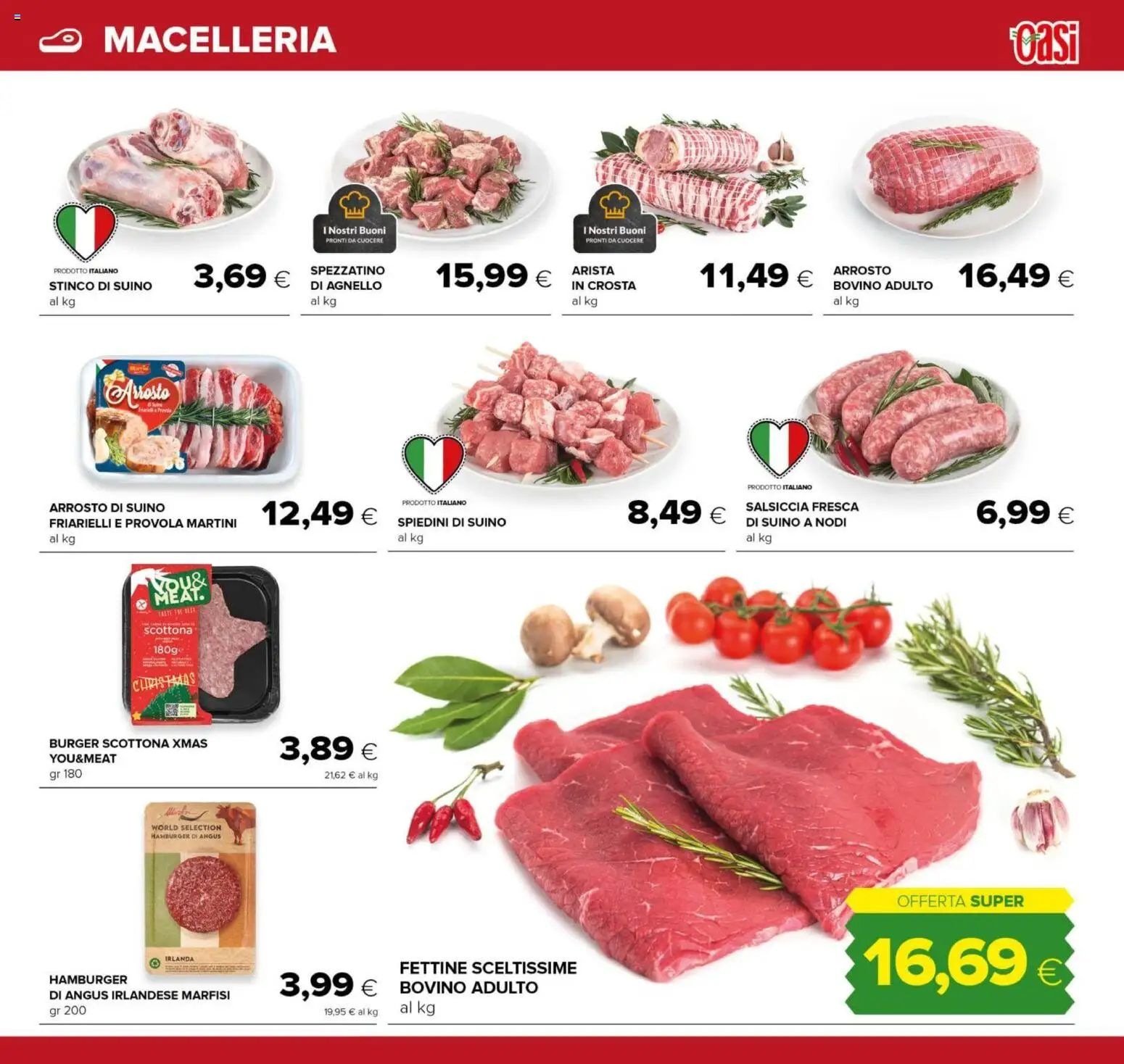 Volantino Oasi del 16.12.2025 | Pagina: 7 | Prodotti: Bovino, Provola, Agnello, Hamburger
