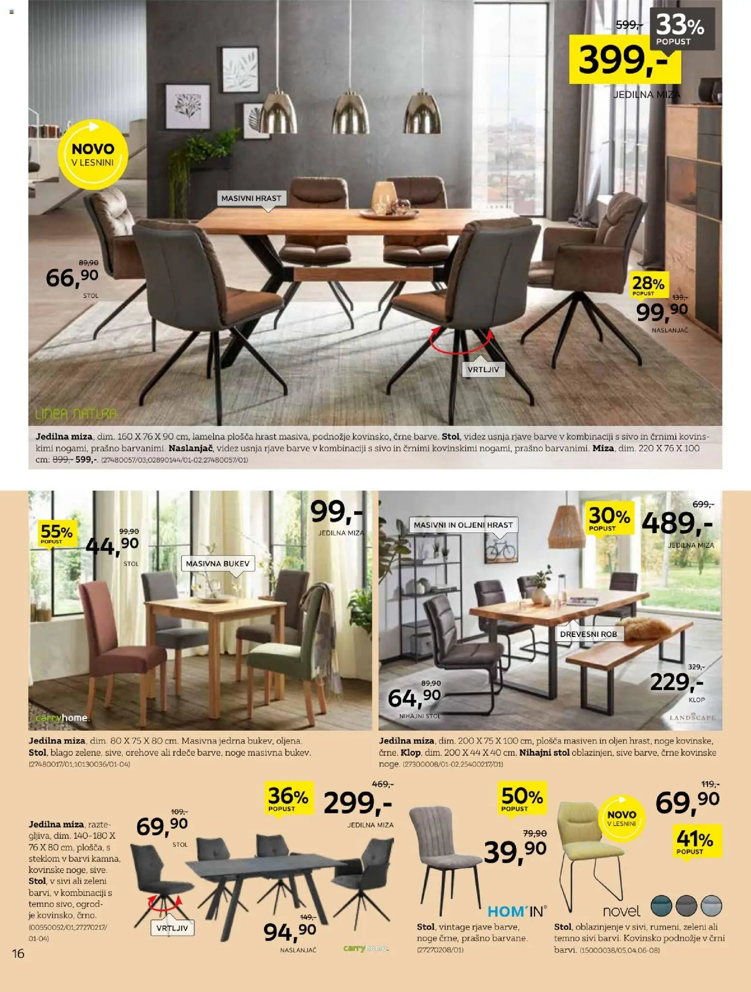 Novi XXXL Lesnina katalog ponudbe – veljaven od 17.02.2026 | Stran: 16 | Izdelki: Naslanjač, Jedilna miza, Miza, Stol