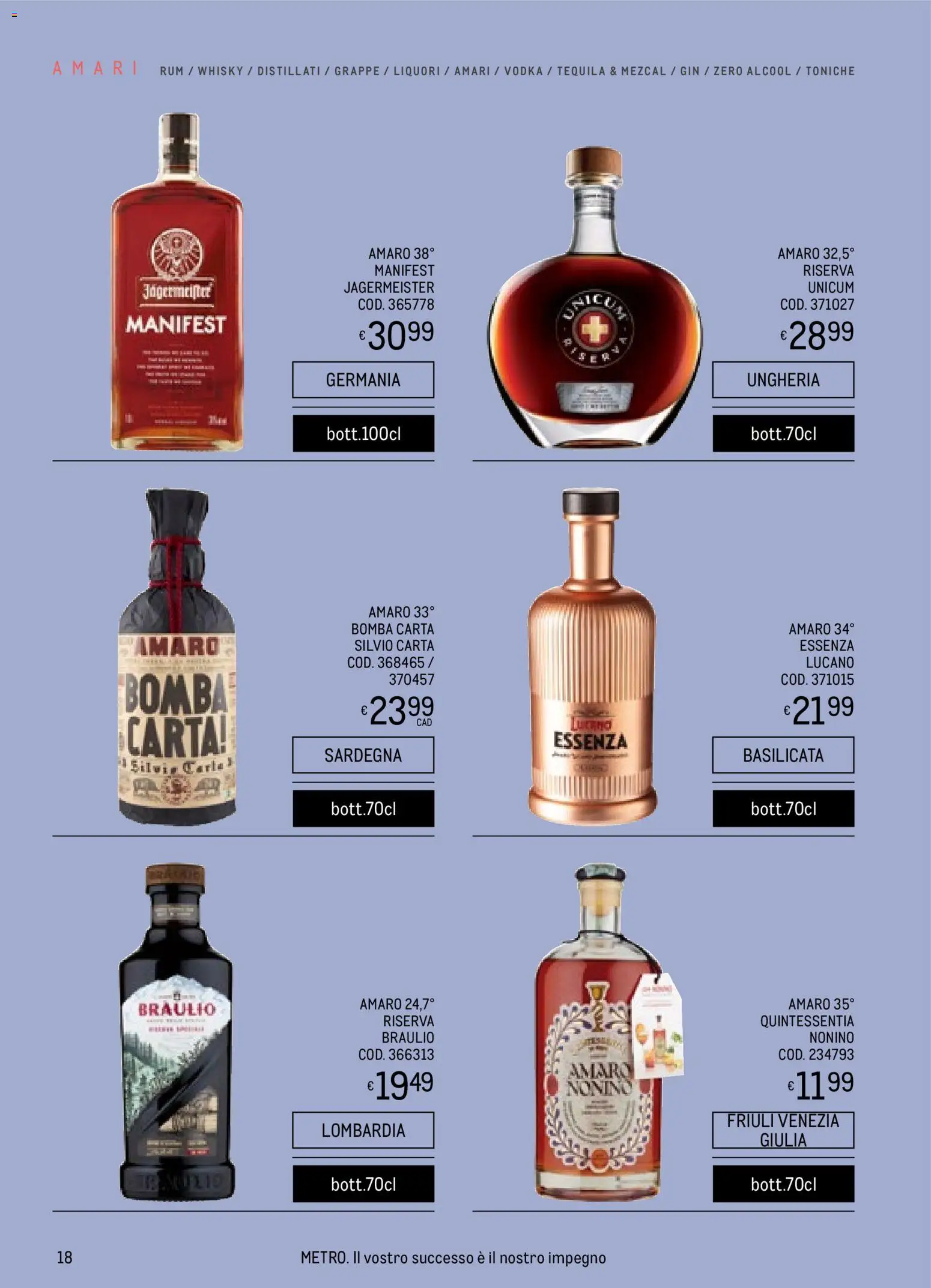 Volantino Metro del 06.11.2025 | Pagina: 18 | Prodotti: Vodka, Rum, Tequila, Amaro