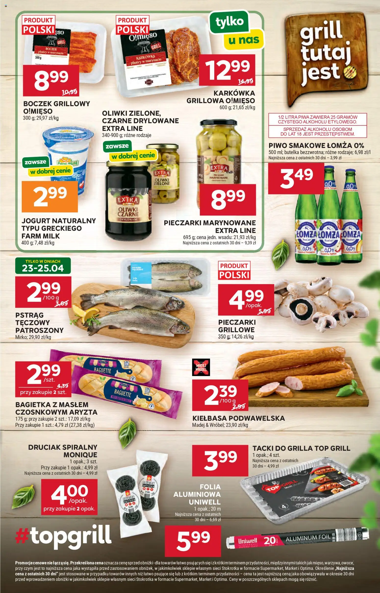 Stokrotka gazetka od 23.04.2026 | Strona: 13 | Produkty: Top, Jogurt naturalny, Kiełbasa podwawelska, Jogurt
