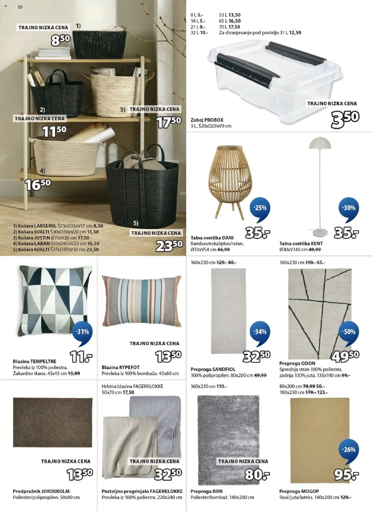 Novi JYSK katalog ponudbe – veljaven od 07.01.2026 | Stran: 10 | Izdelki: Košara, Pregrinjalo, Blazina, Svetilka