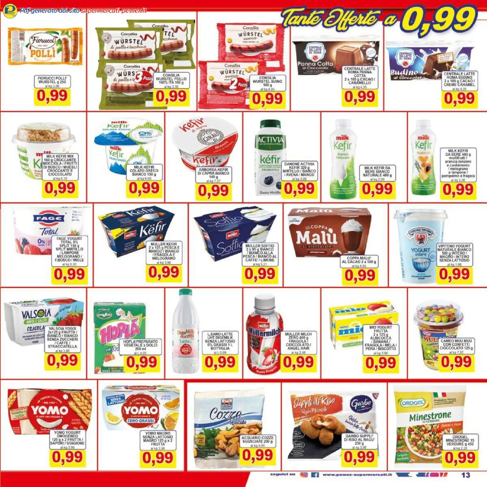 Volantino Pewex del 16.01.2026 | Pagina: 13 | Prodotti: Yogurt, Suino, Lampone, Bottiglia