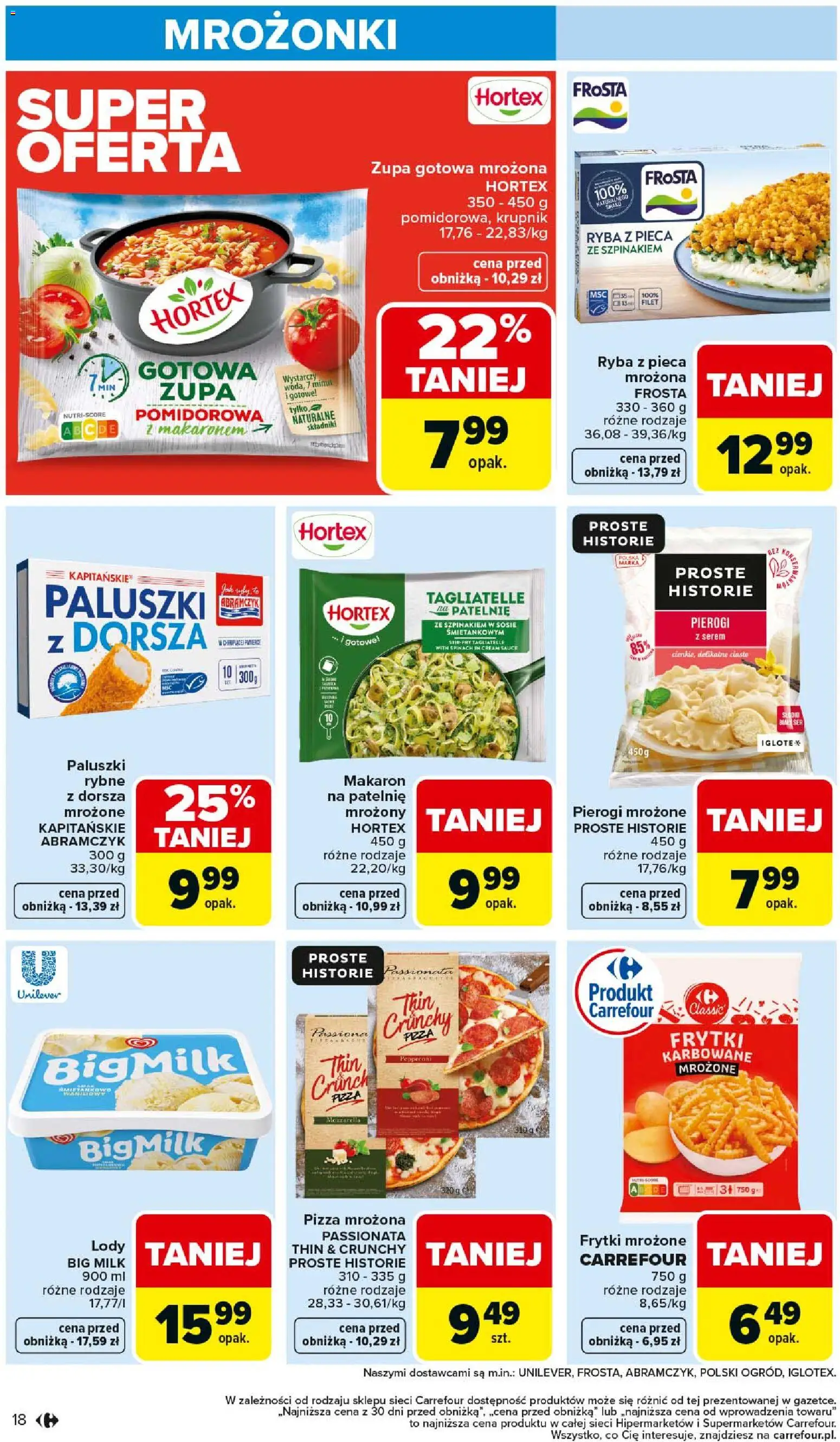 Carrefour Gazetka od 23.02.2026 | Strona: 20 | Produkty: Paluszki rybne, Zupa, Mozzarella, Lody
