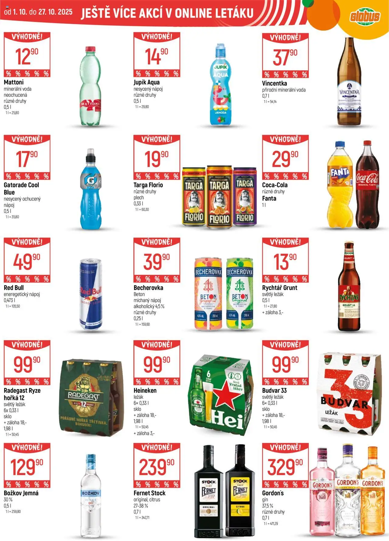 Globus leták - Liberec od 08.10.2025 | Strana: 38 | Produkty: Heineken, Fanta, Radegast, Budvar 33