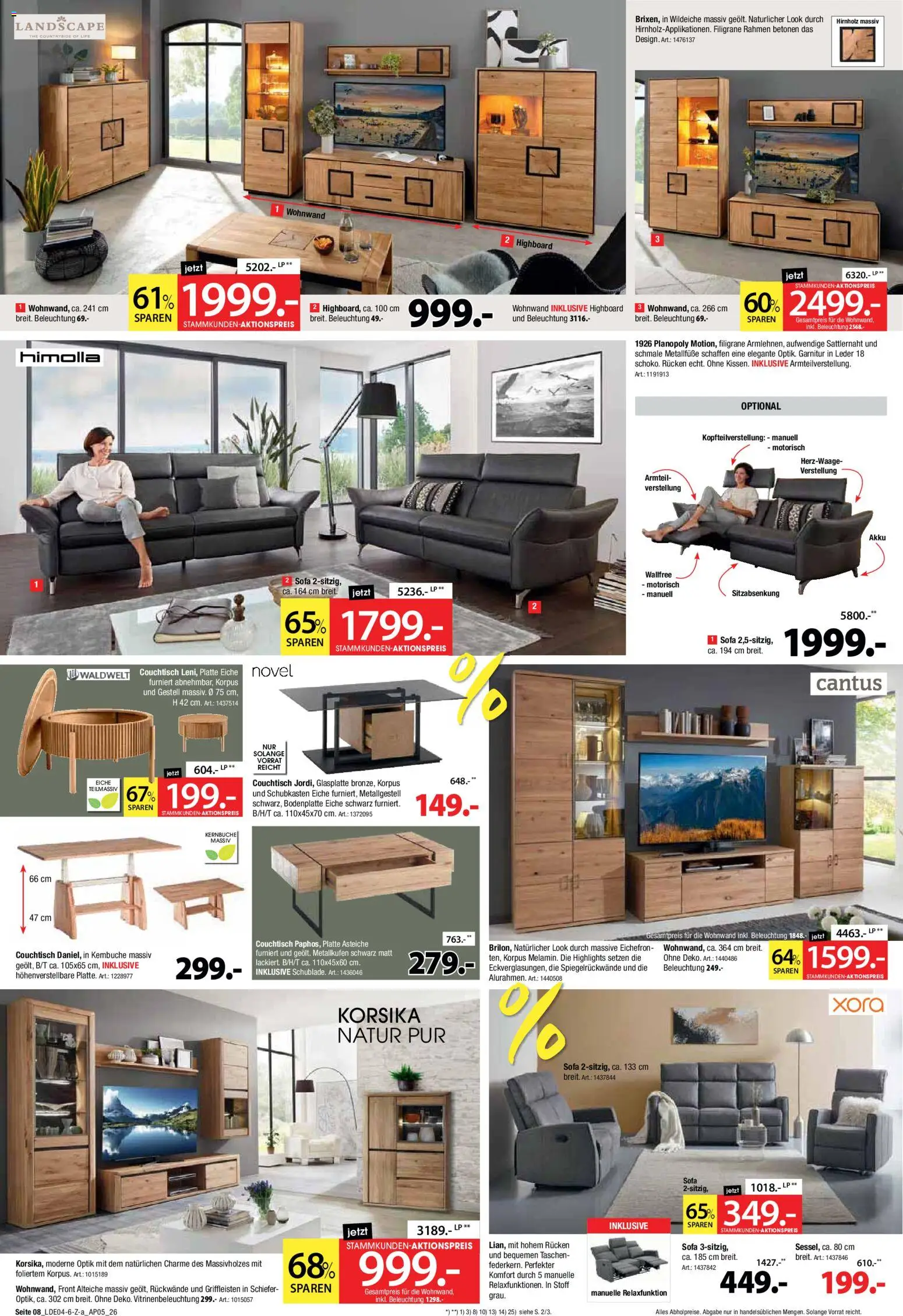 Zurbrüggen Prospekt 	 – gültig ab 25.04.2026 | Seite: 8 | Produkte: Wohnwand, HIghboard, Sofa, Couchtisch