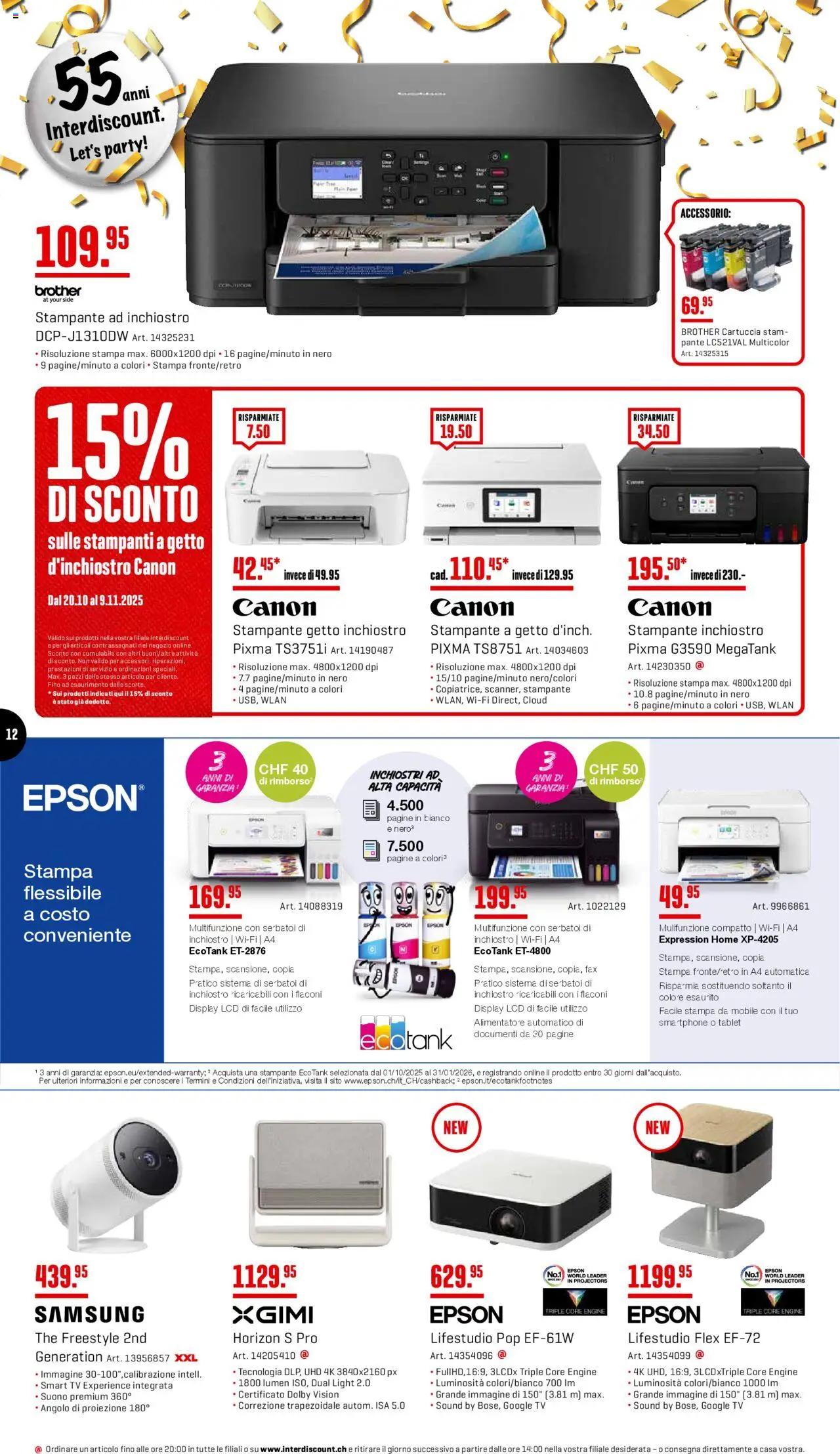 Interdiscount Aktionen IT – gültig ab 20.10.2025 | Seite: 12 | Produkte: Tablet, TV, Samsung, Epson