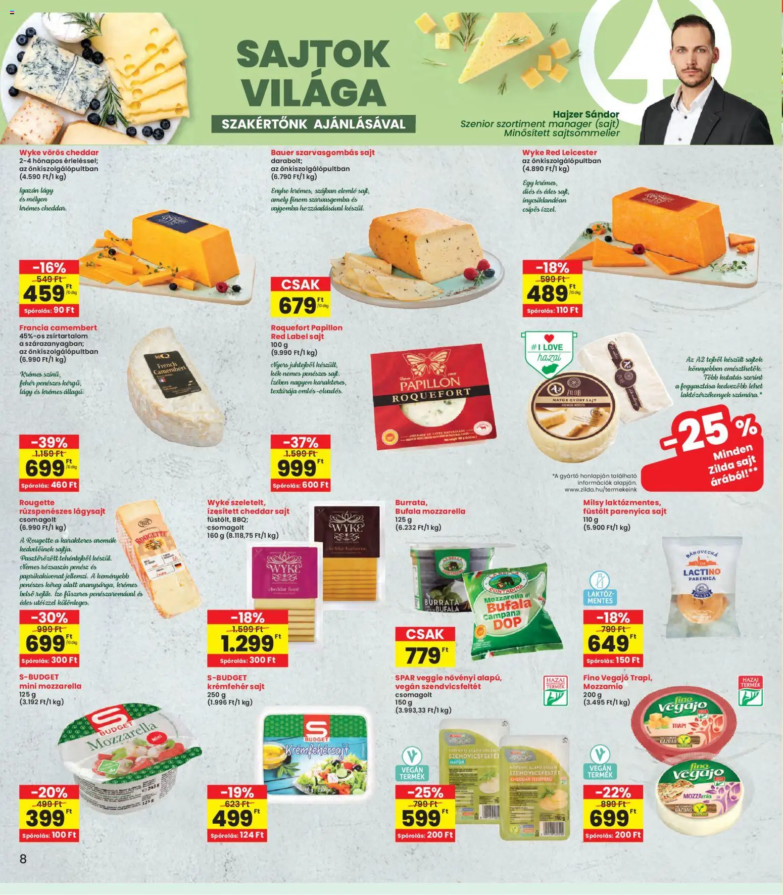 Interspar akciós ujság - amely érvényes a következő dátumtól: 22.01.2026 | Oldal: 8 | Termékek: Mozzarella, Sajt, Vegán, Camembert