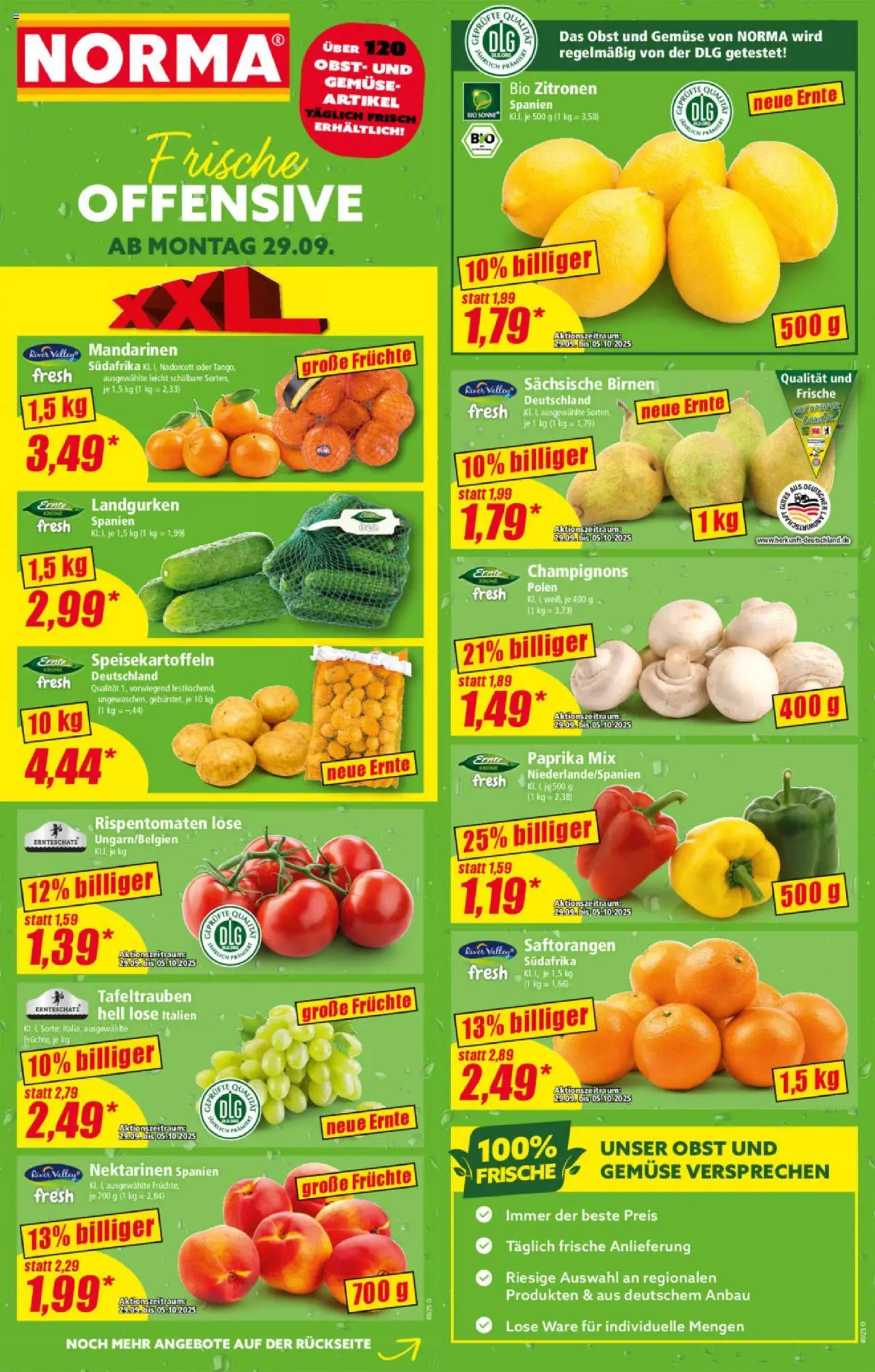 Norma Prospekt 	 – gültig ab 29.09.2025 | Seite: 2 | Produkte: Nektarinen, Mandarinen, Champignons, Obst