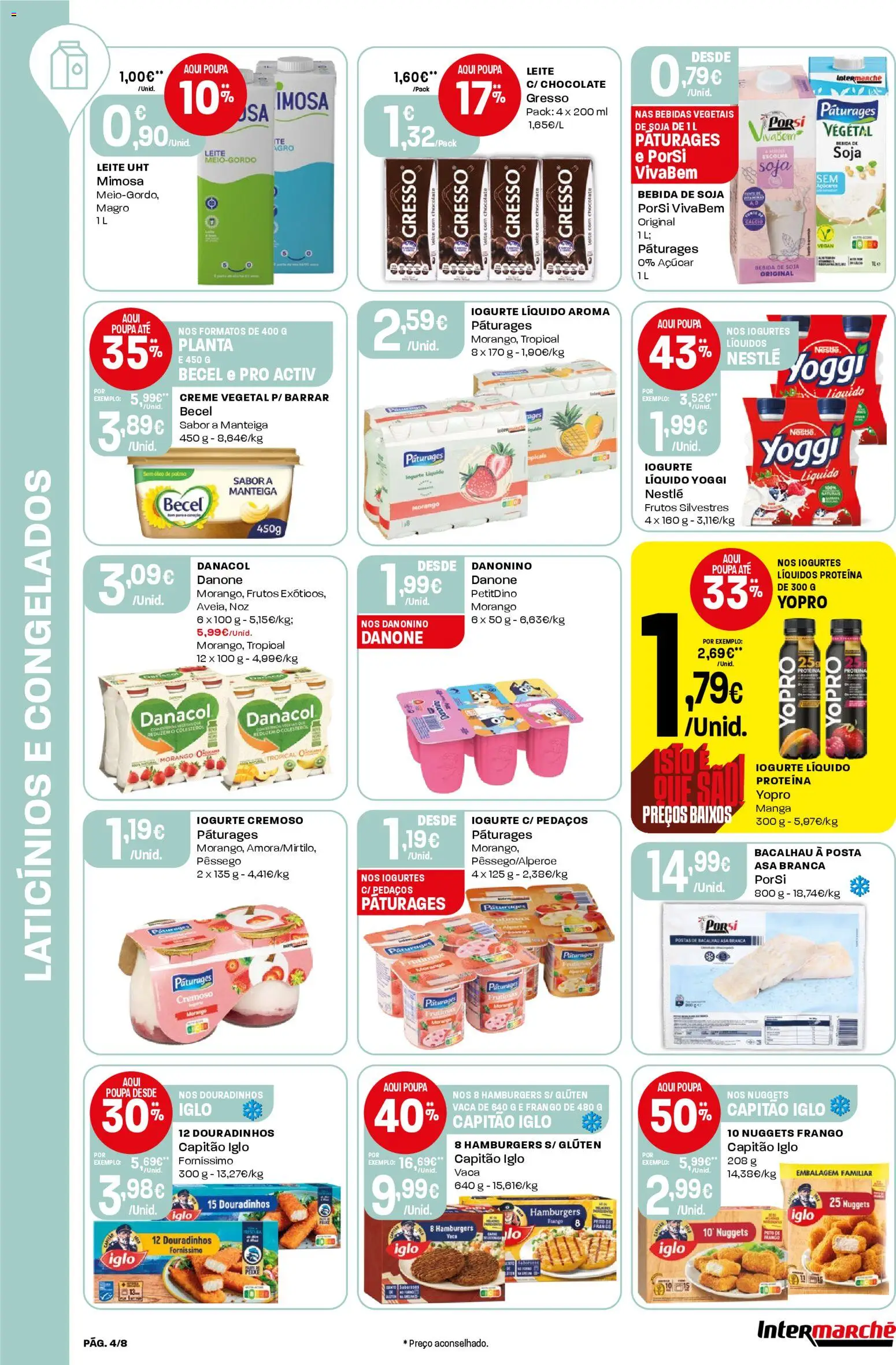 Intermarché Folheto Mini │ válido de 19.03.2026 | Página: 4 | Produtos: Leite, Nestlé, Nuggets, Proteina