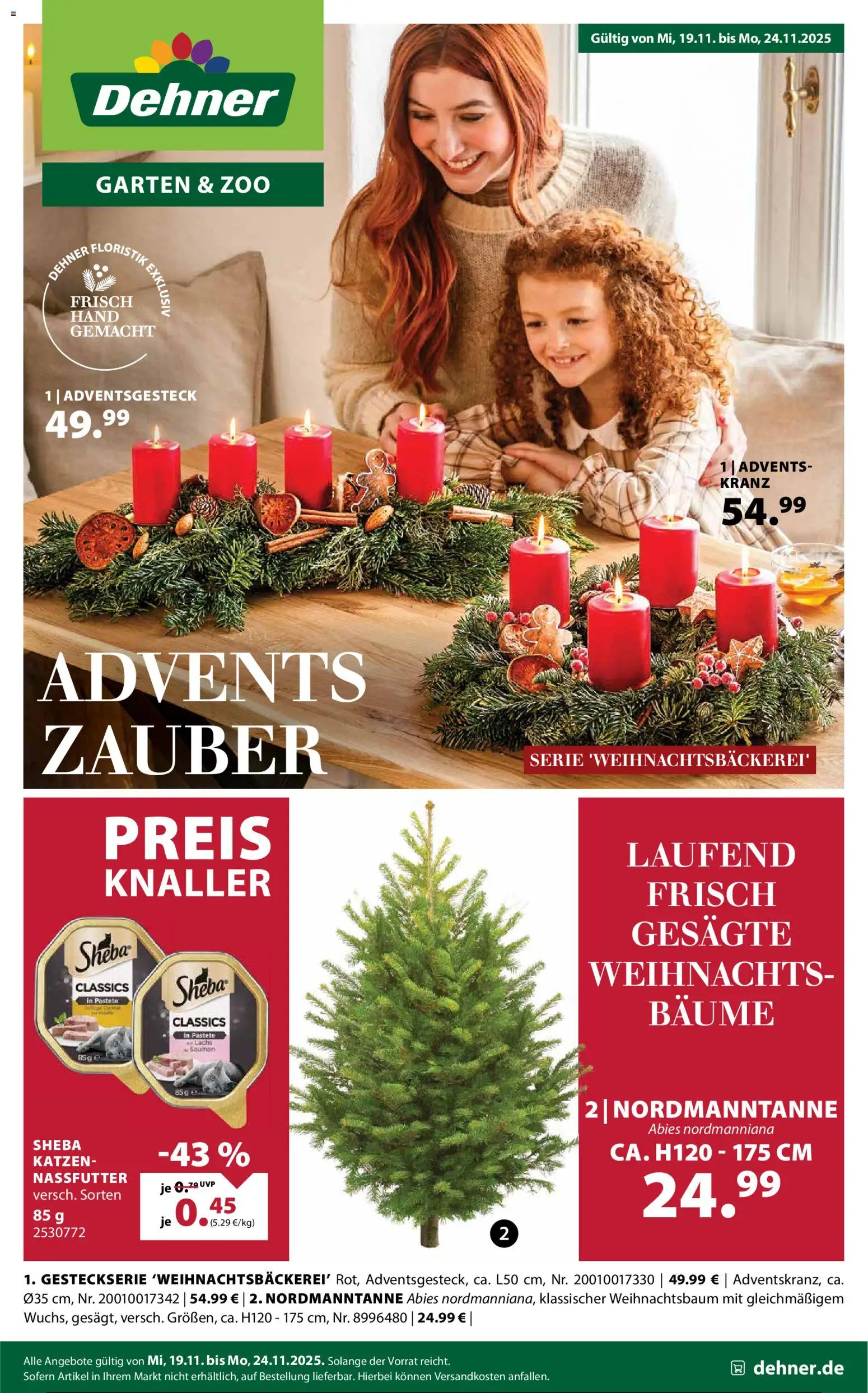 Dehner Prospekt 	 – gültig ab 19.11.2025 | Seite: 1 | Produkte: Sheba, Lachs