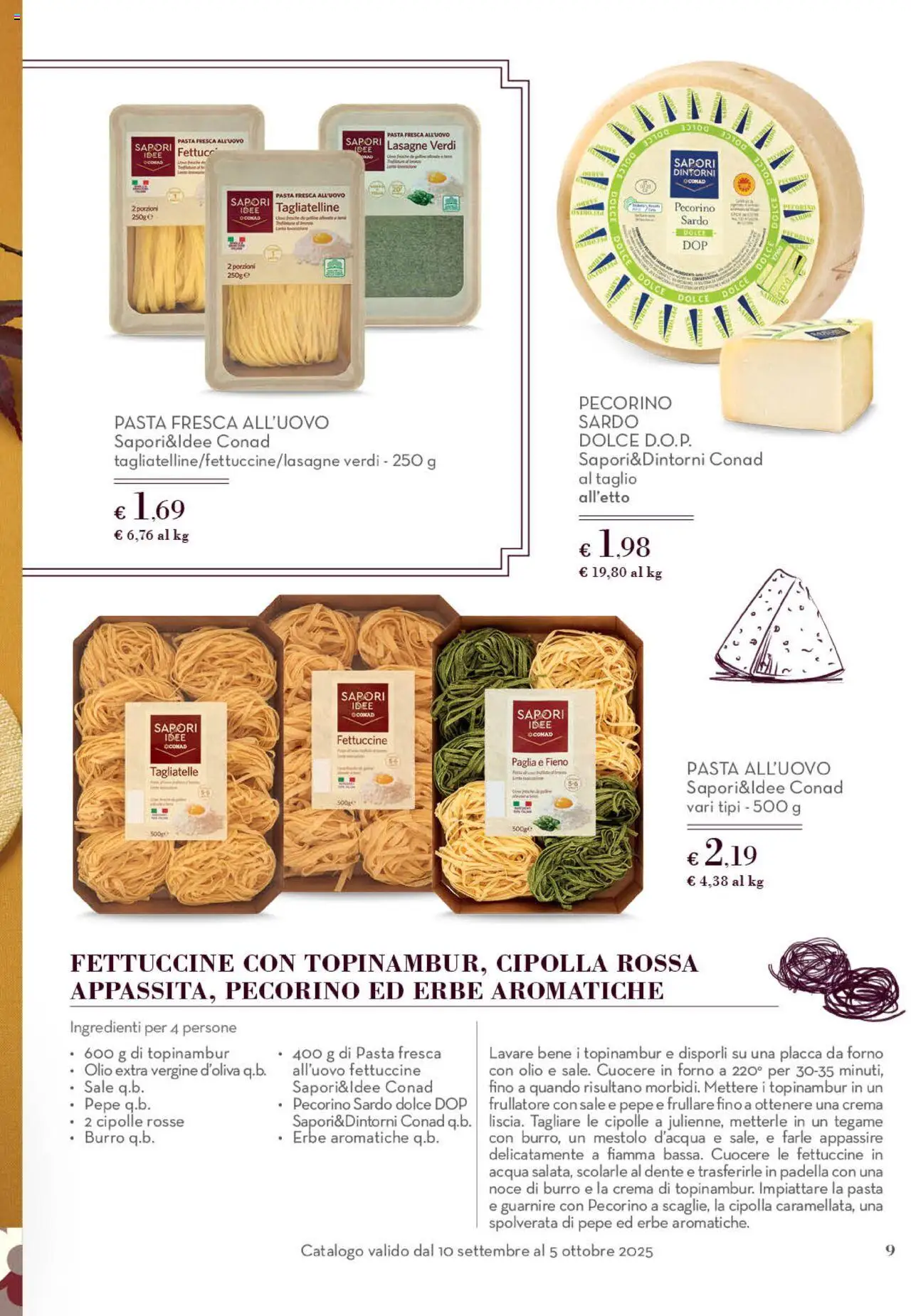 Volantino Conad del 10.09.2025 | Pagina: 9 | Prodotti: Tagliatelle, Sale, Pepe, Olio
