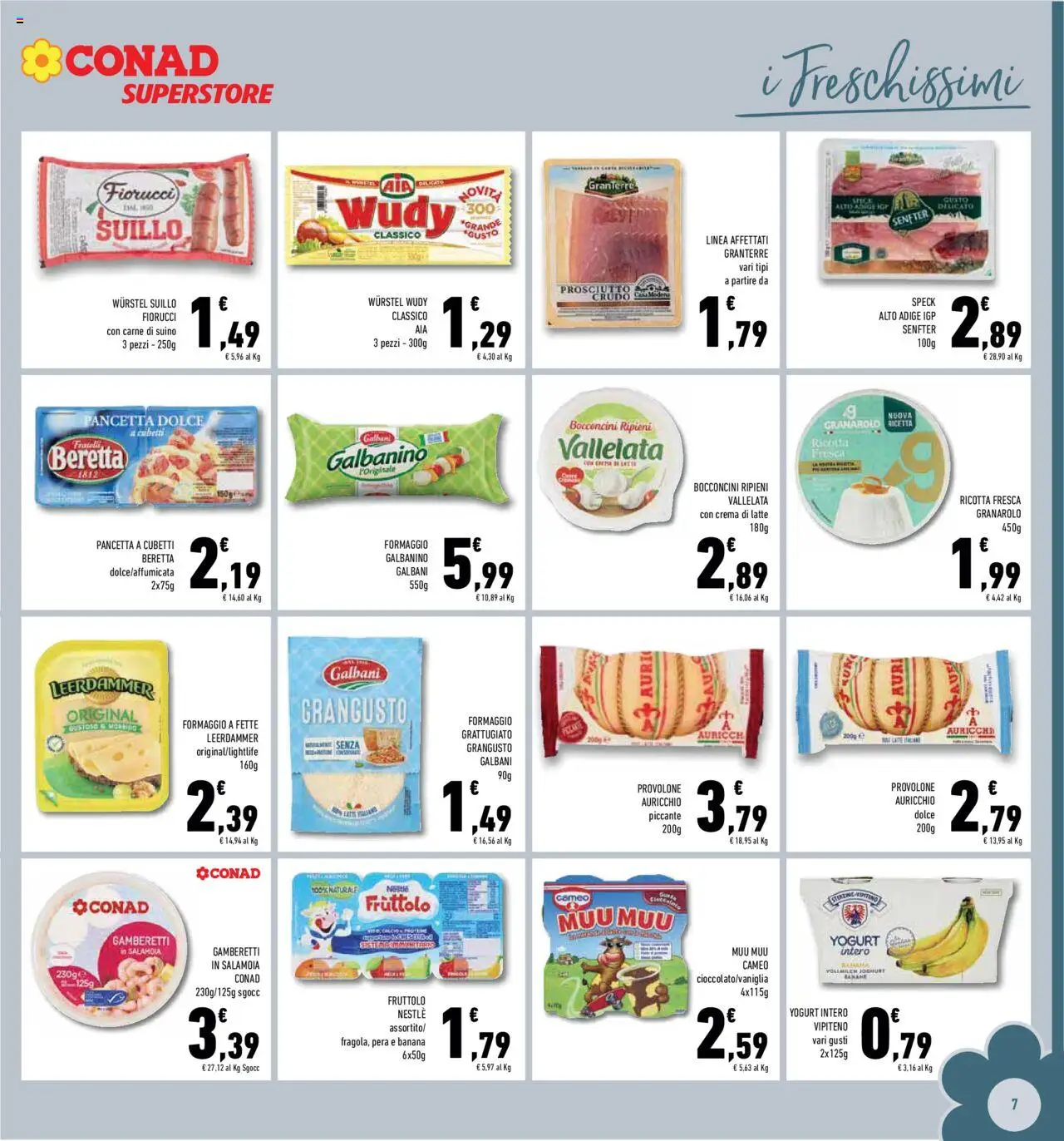 Volantino Conad del 10.09.2025 | Pagina: 7 | Prodotti: Yogurt, Latte, Ricotta, Gamberetti