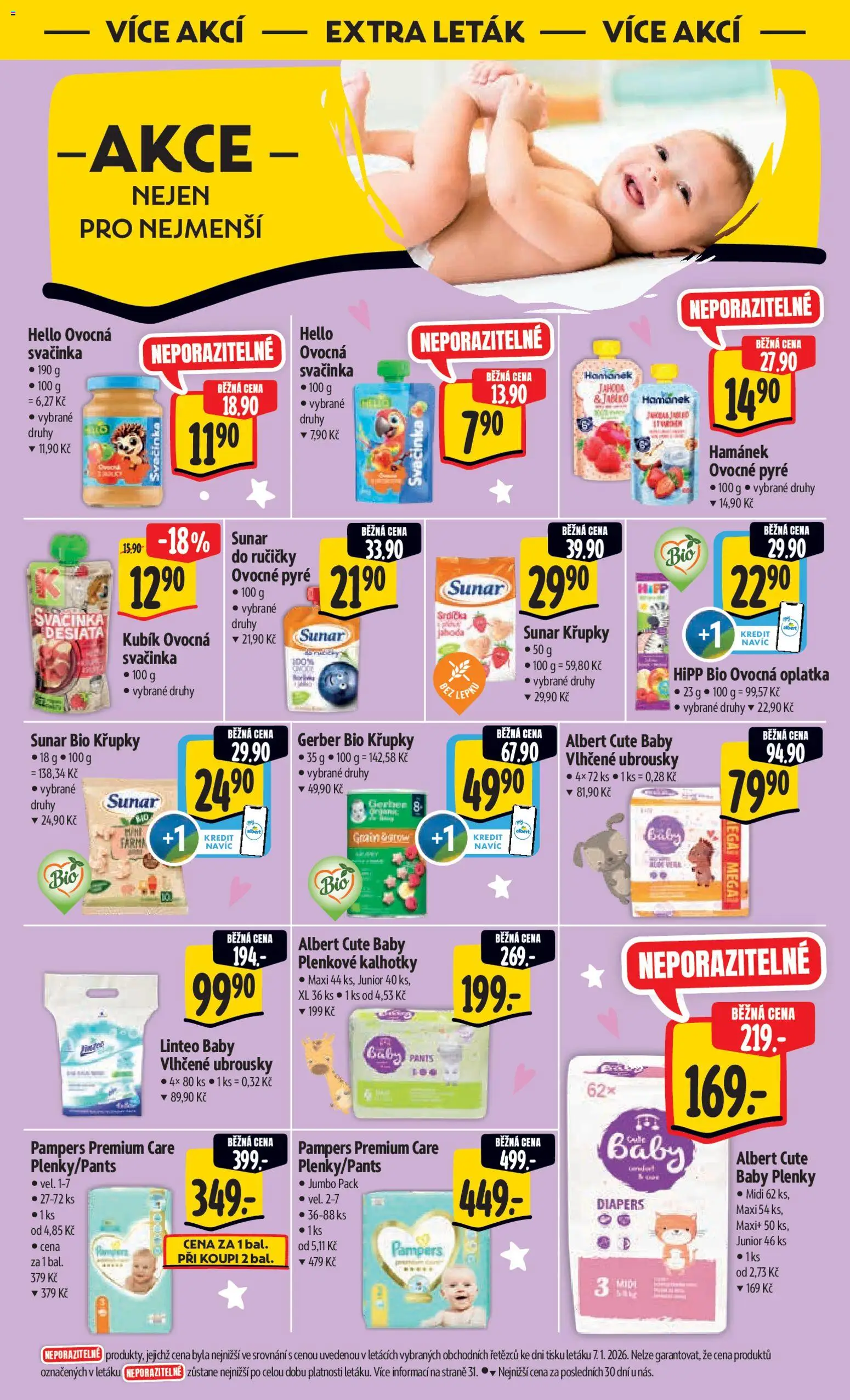 Albert leták - Hypermarket od 14.01.2026 | Strana: 43 | Produkty: Vlhčené ubrousky, Kalhotky, Pampers, Pampers Premium Care