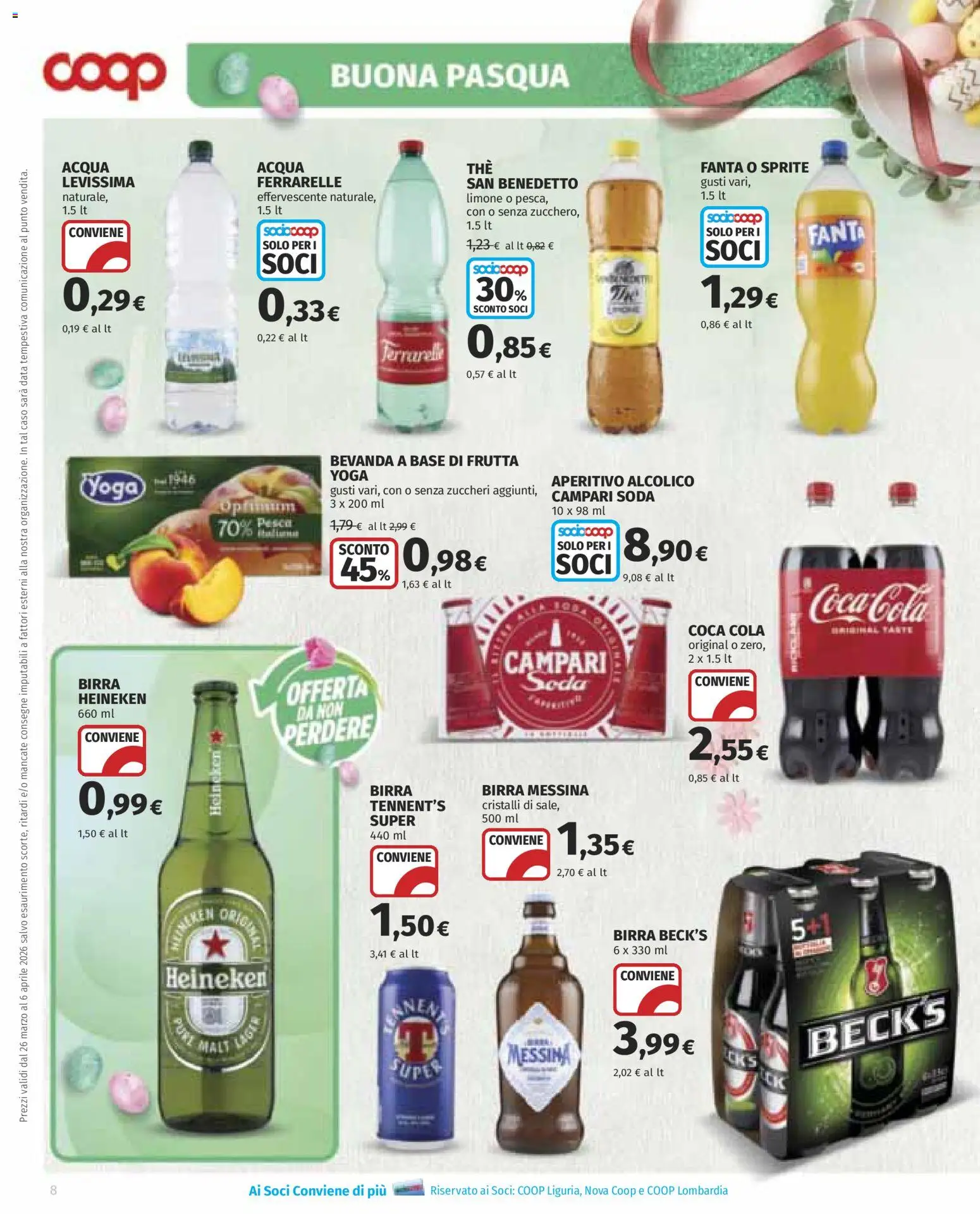 Volantino COOP del 26.03.2026 | Pagina: 8 | Prodotti: Tennent's, Birra, Pesca, Coca Cola