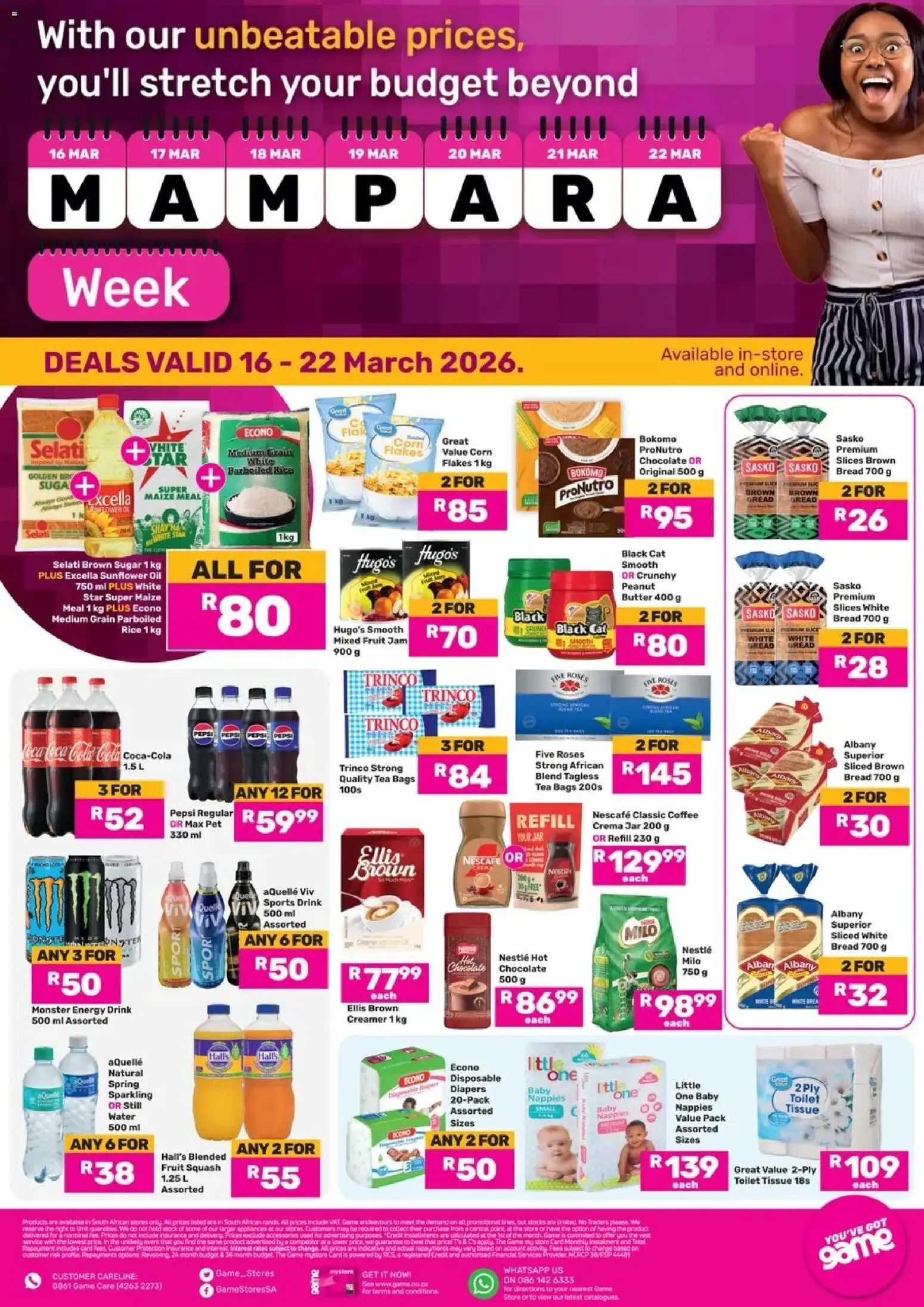 New Game catalogue – valid from 16.03.2026 | Page: 1 | Products: Squash, Creamer, Chocolate, Water