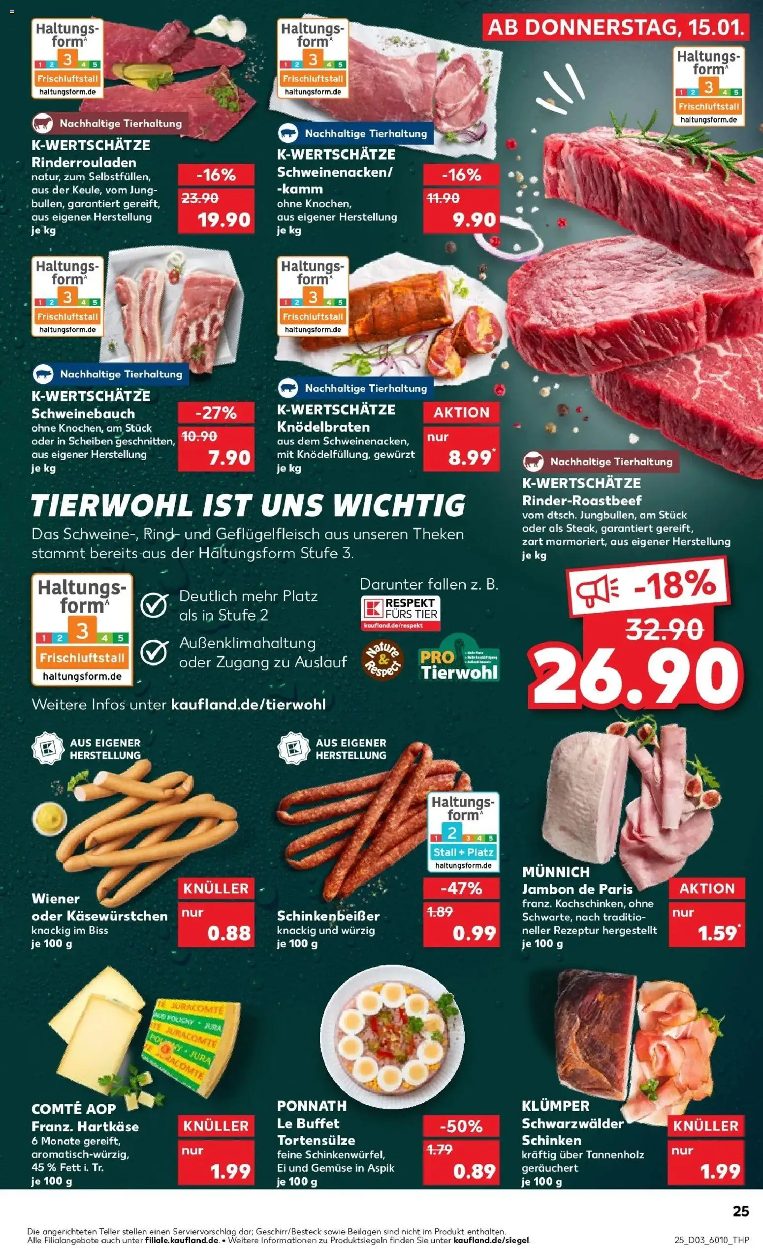 Kaufland prospekt Neusäß	 – gültig ab 15.01.2026 | Seite: 33 | Produkte: Rinderrouladen, Schweinebauch, Gemüse, Schinken