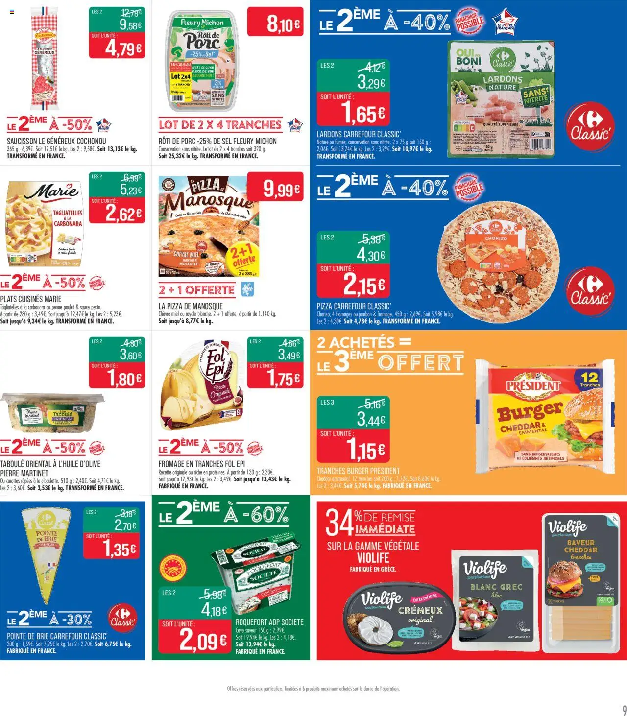 {H1} | Page: 9 | Produits: Mozzarella, Sel, Porc, Cheddar