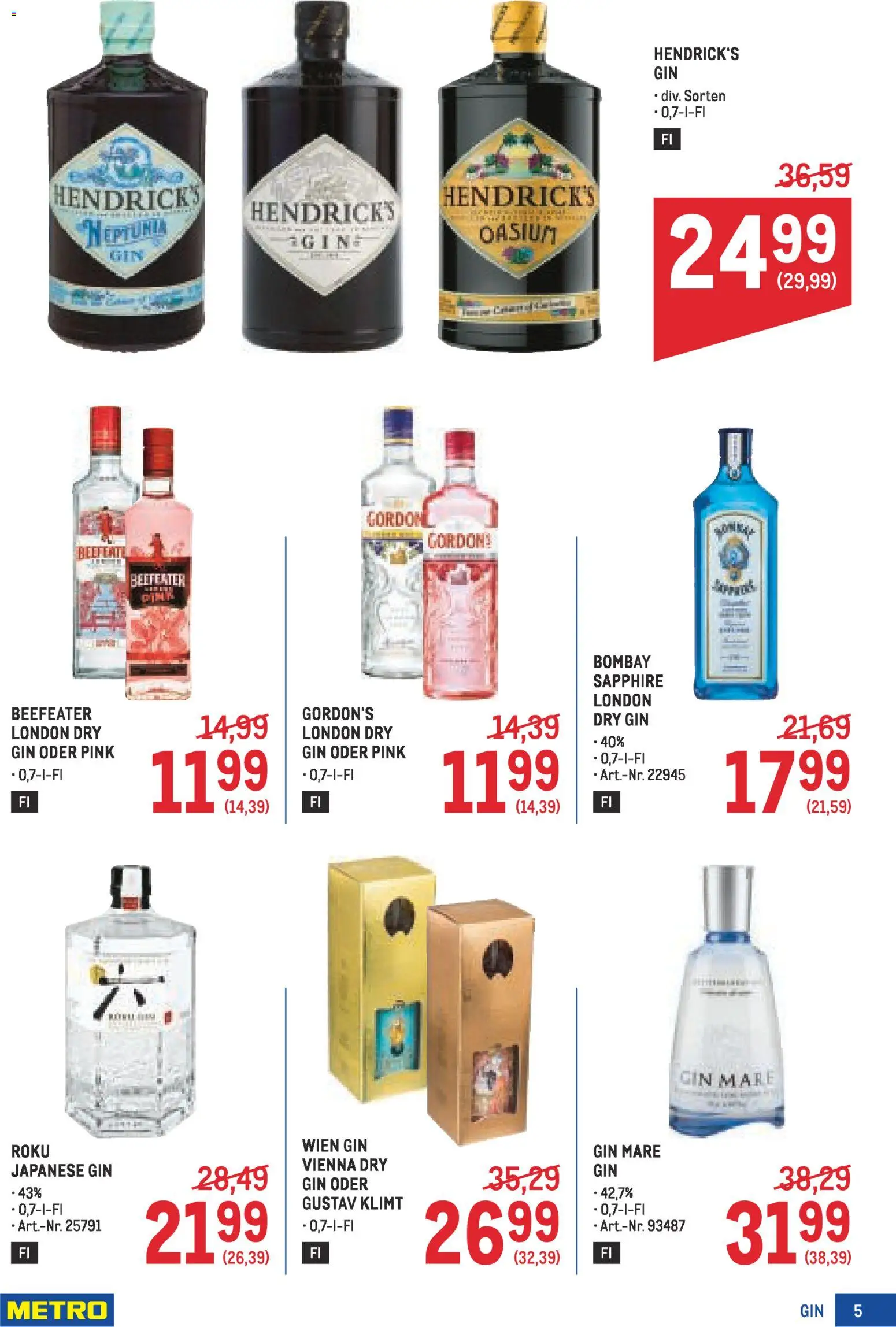 Metro  Wein und Spirituosen Spezial gültig ab 22.01.2026 | Seite: 5 | Produkte: Gin