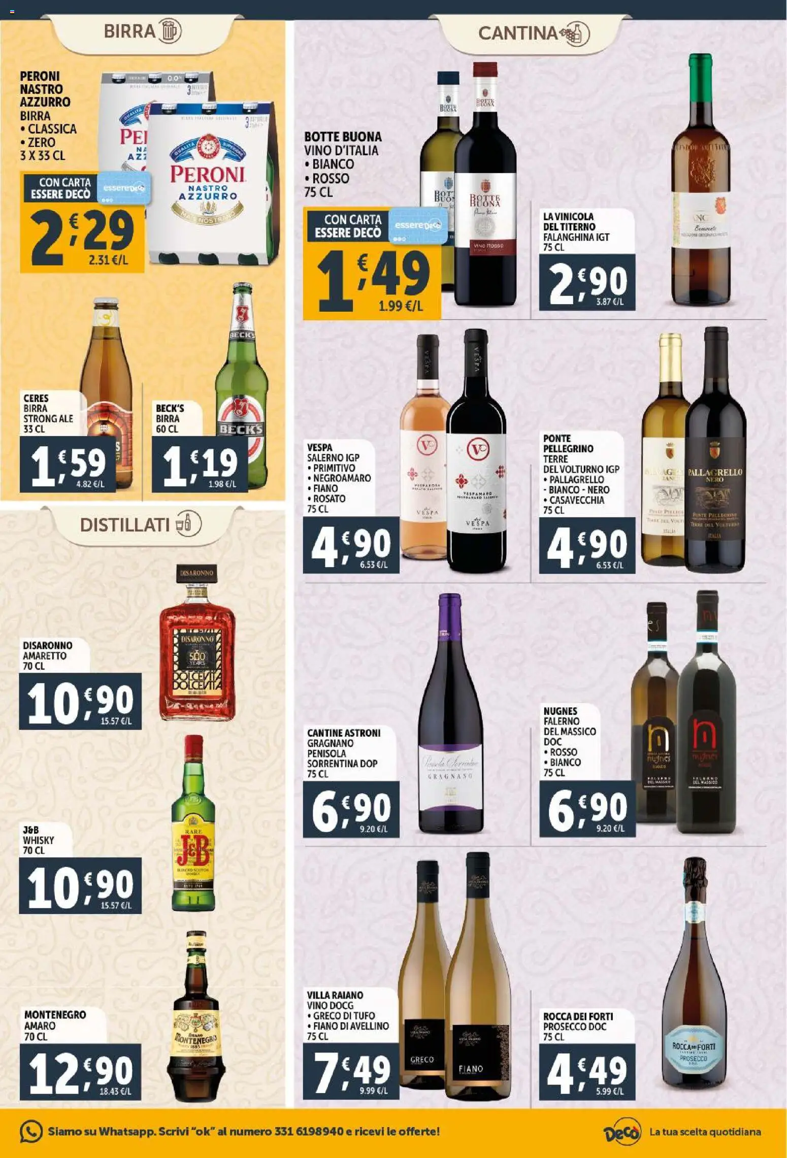 Volantino Decò del 20.01.2026 | Pagina: 19 | Prodotti: Birra, Prosecco, Whisky, Vino