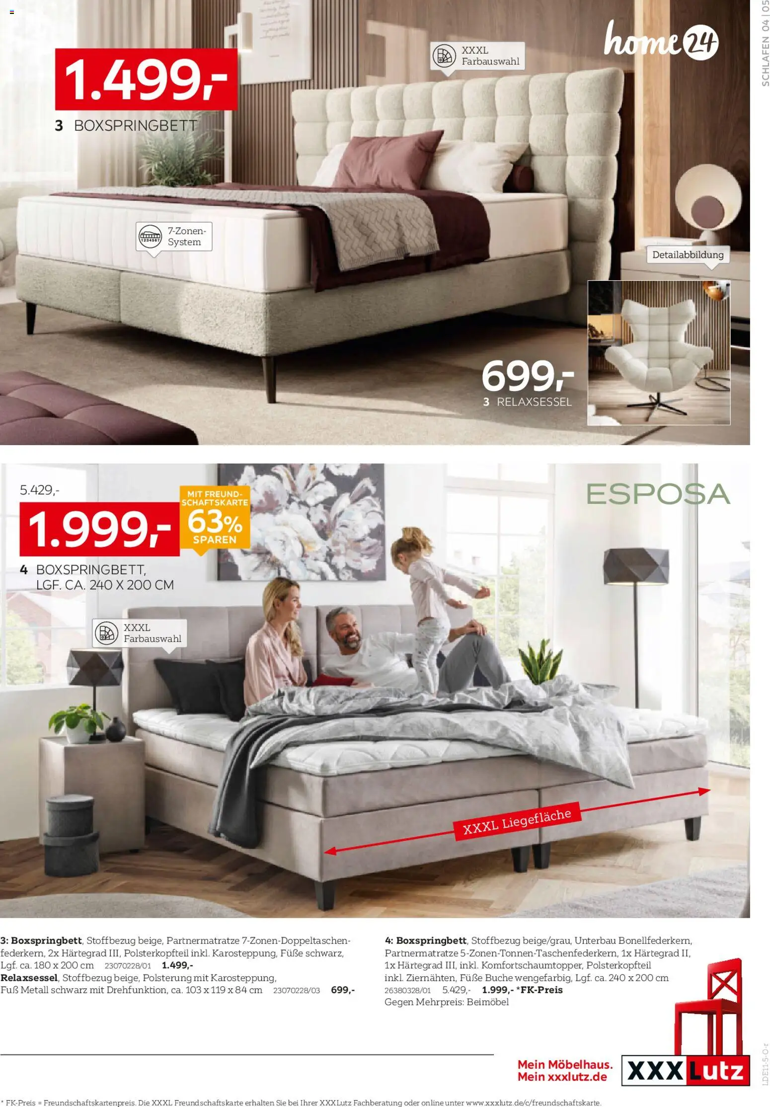 XXXL Lutz Betten Spezial – gültig ab 02.11.2025 | Seite: 5 | Produkte: Relaxsessel, Boxspringbett