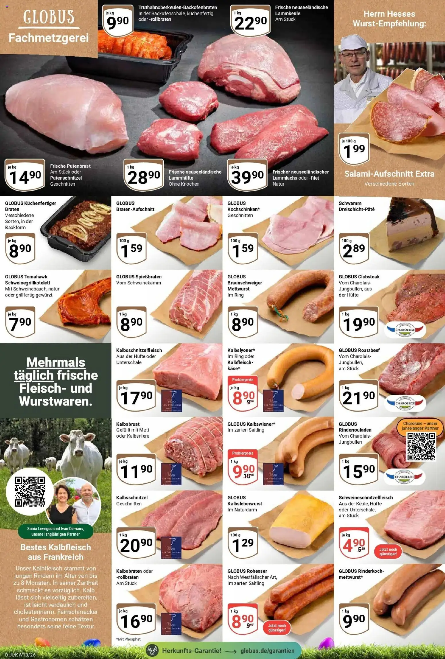 Globus prospekt Duisburg	 – gültig ab 23.03.2026 | Seite: 8 | Produkte: Rinderrouladen, Lammkeule, Roastbeef, Putenschnitzel