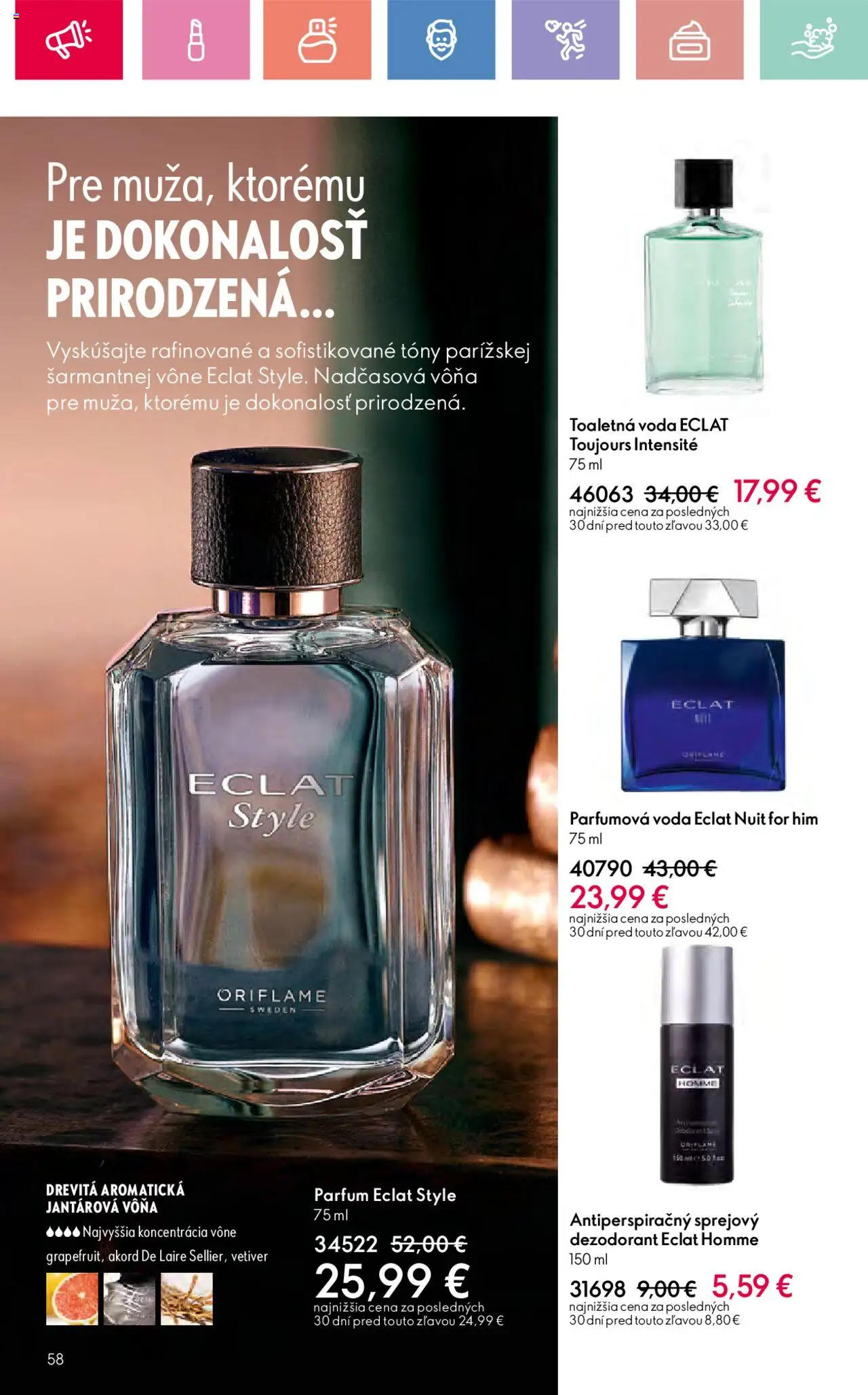 Katalóg Oriflame 9 2025 │ platný od 15.06.2025 | Strana: 58 | Produkty: Toaletná voda, Dezodorant, Voda