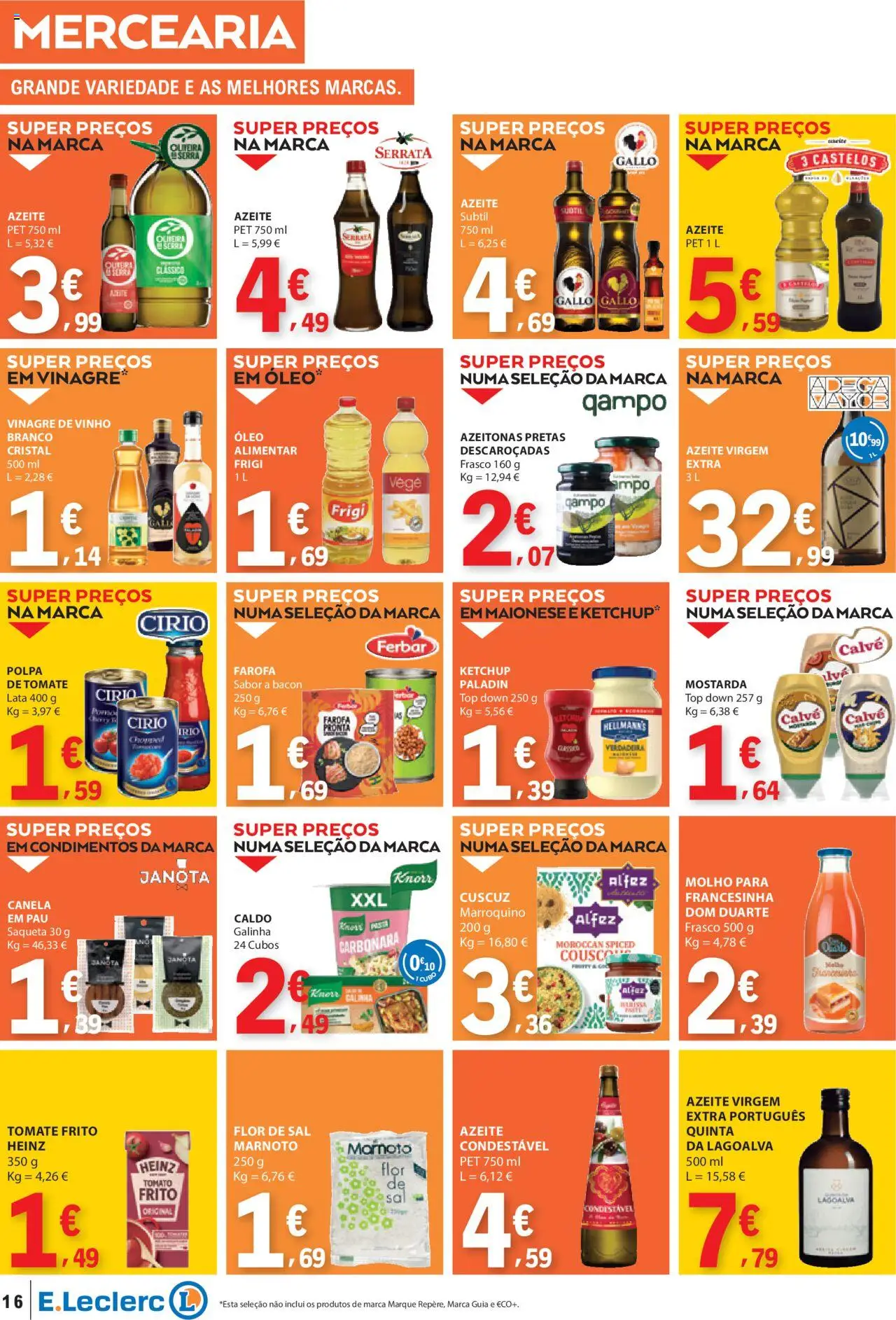 E.Leclerc folheto │ válido de 14.08.2025 | Página: 16 | Produtos: Vinagre, Canela, Maionese, Ketchup