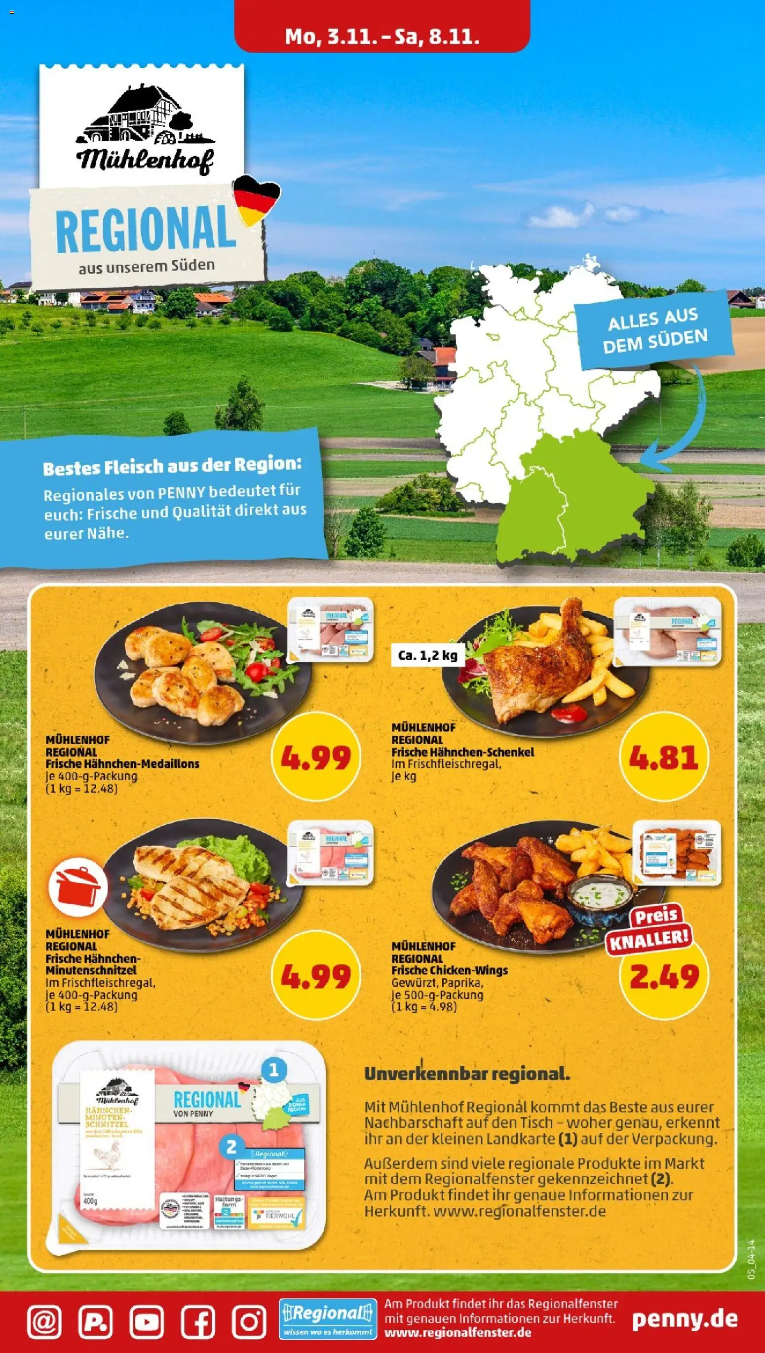 Penny - Baden-Württemberg – gültig ab 03.11.2025 | Seite: 7 | Produkte: Hahnchen, Hahnchenschenkel, Tisch, Fleisch