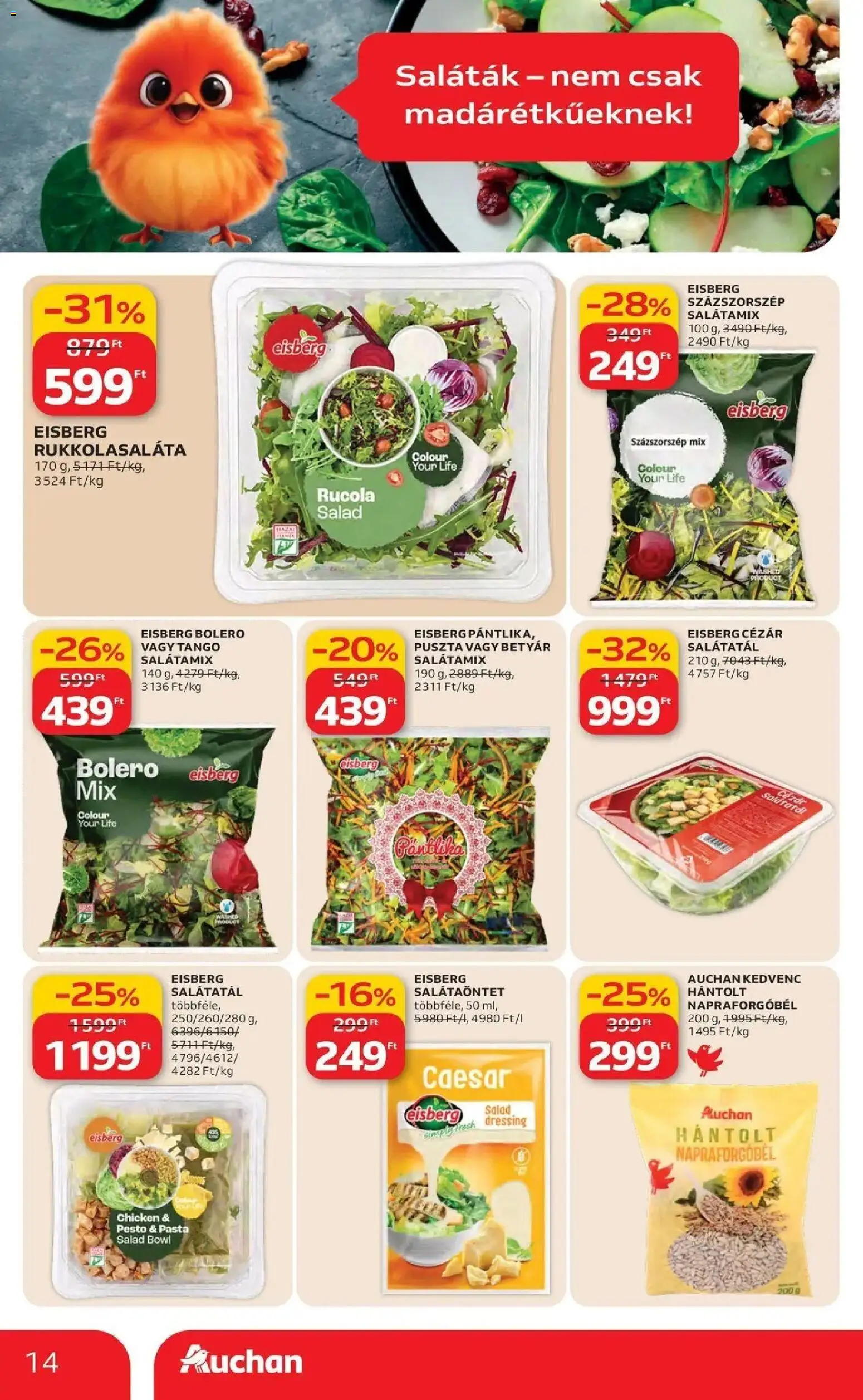 Auchan akciós ujság - amely érvényes a következő dátumtól: 19.03.2026 | Oldal: 14 | Termékek: Pesto, Boleró, Napraforgóbél