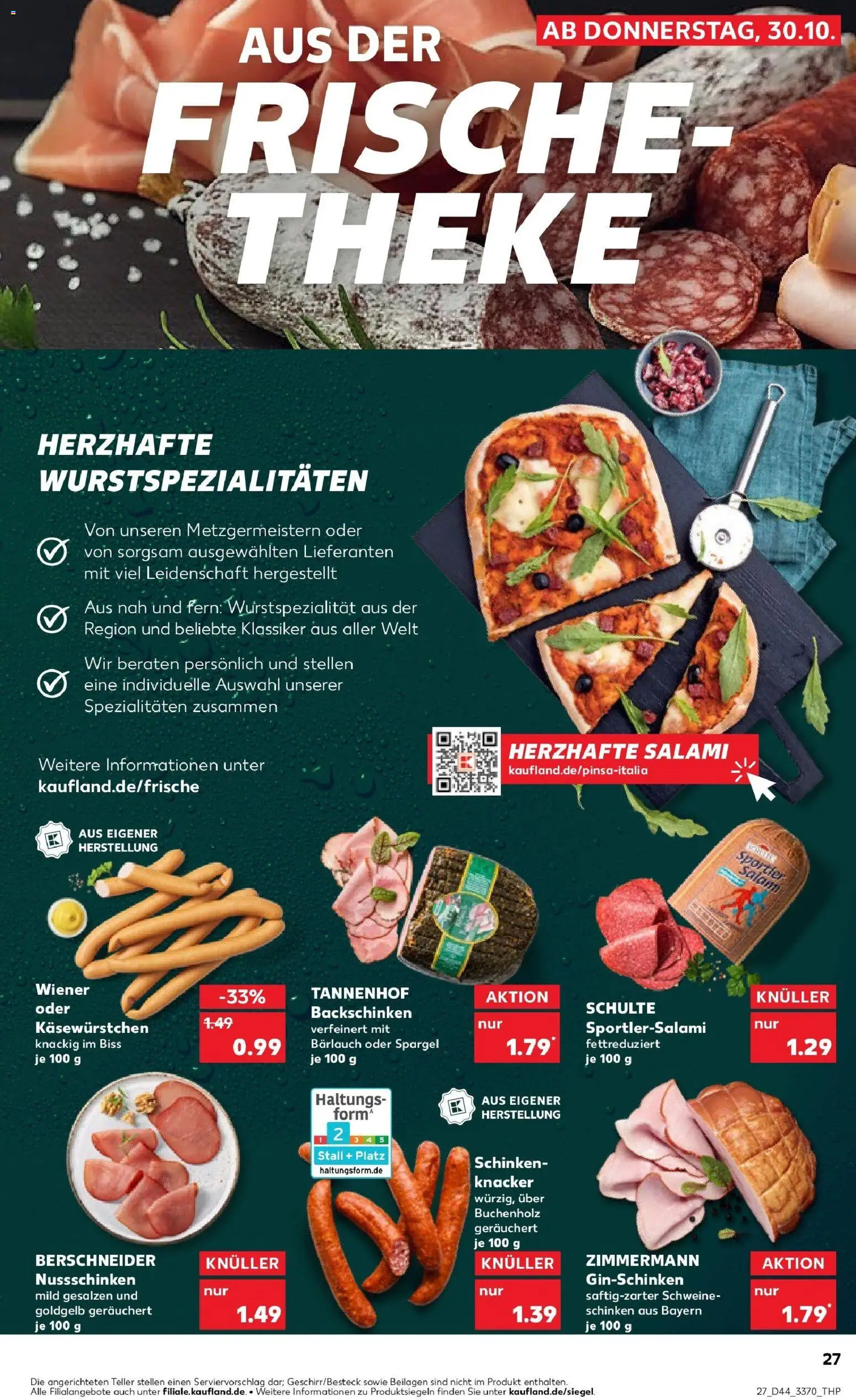 Kaufland prospekt Wittenberge	 – gültig ab 30.10.2025 | Seite: 27 | Produkte: Theke, Spargel, Salami, Schinken