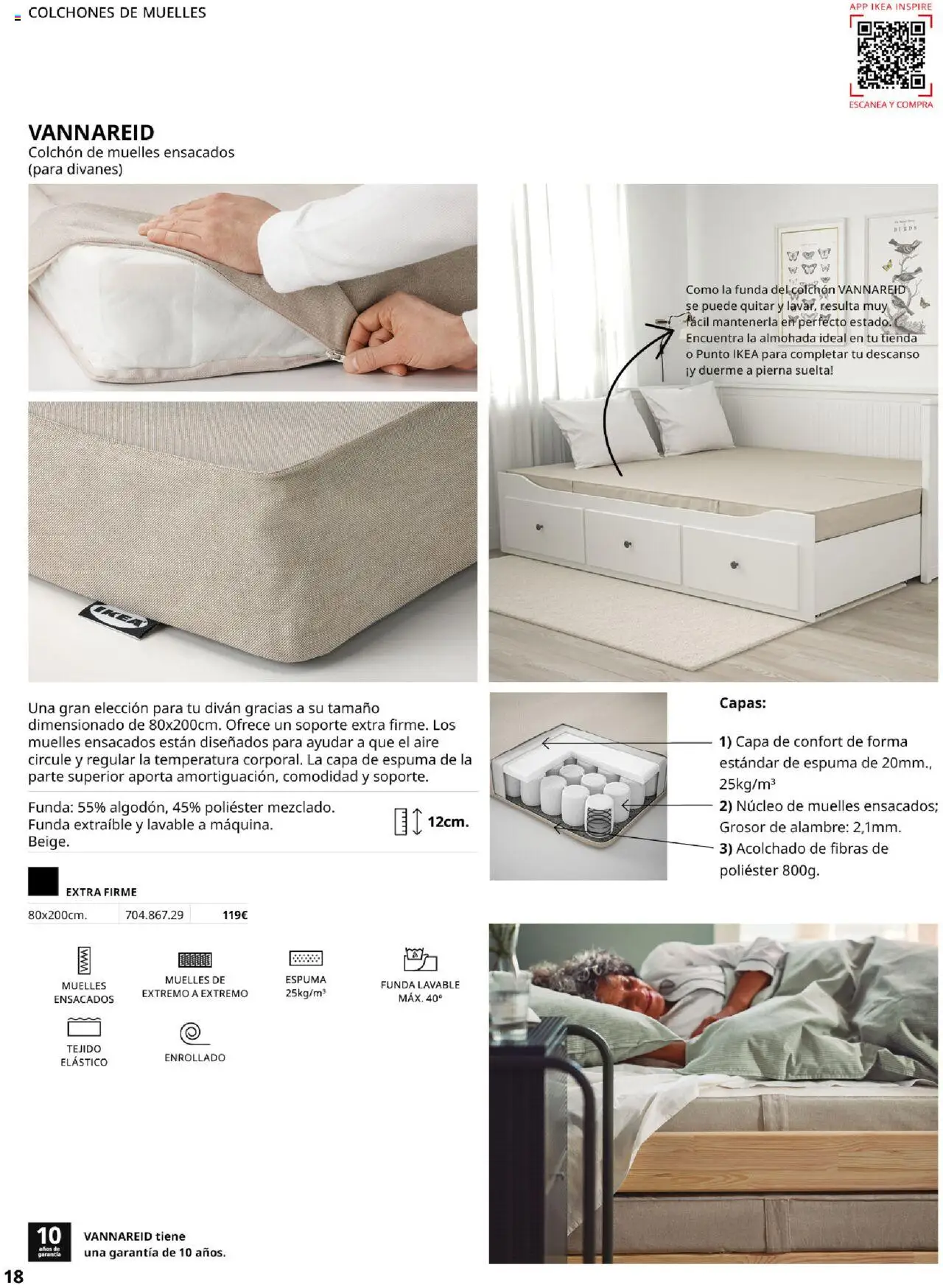 Catálogo IKEA Confort │ válido desde el 04.02.2025 | Página: 18 | Productos: Colchon, Funda, Almohada