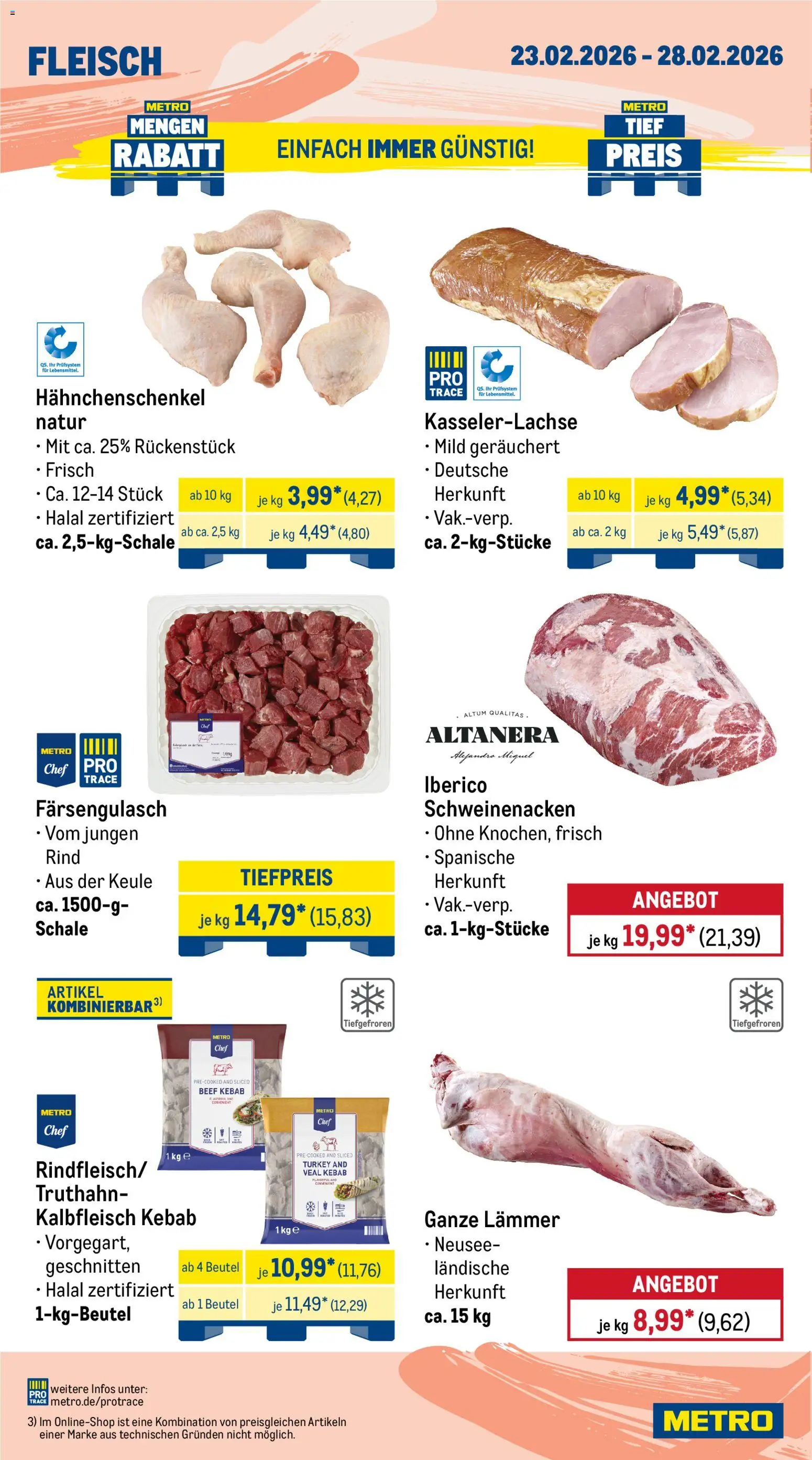 Metro Prospekt 	 – gültig ab 23.02.2026 | Seite: 4 | Produkte: Hahnchenschenkel, Schweinenacken, Fleisch