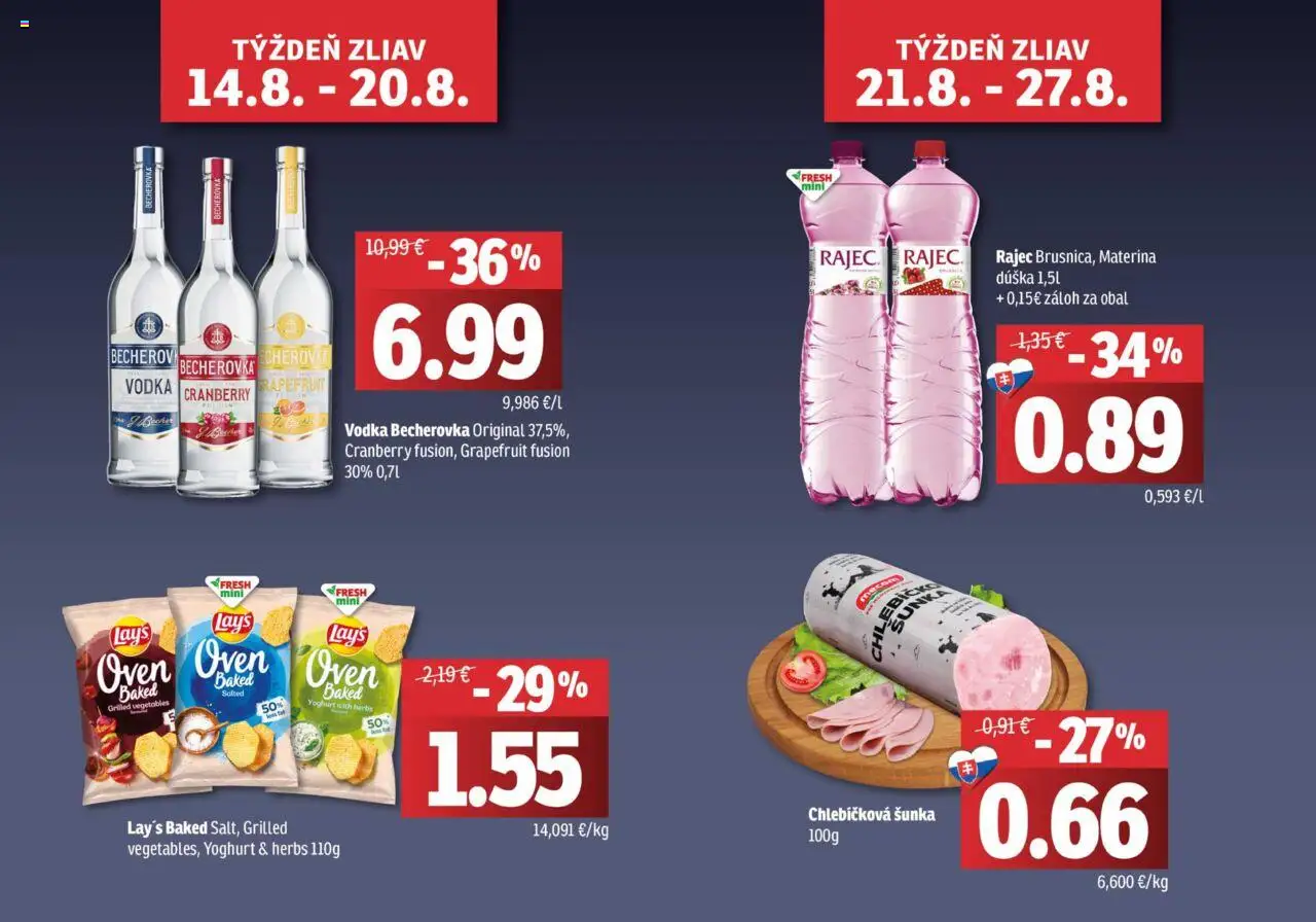 Fresh Stredné a západné Slovensko │ platný od 14.08.2025 | Strana: 2 | Produkty: Šunka, Rajec, Vodka, Grapefruit