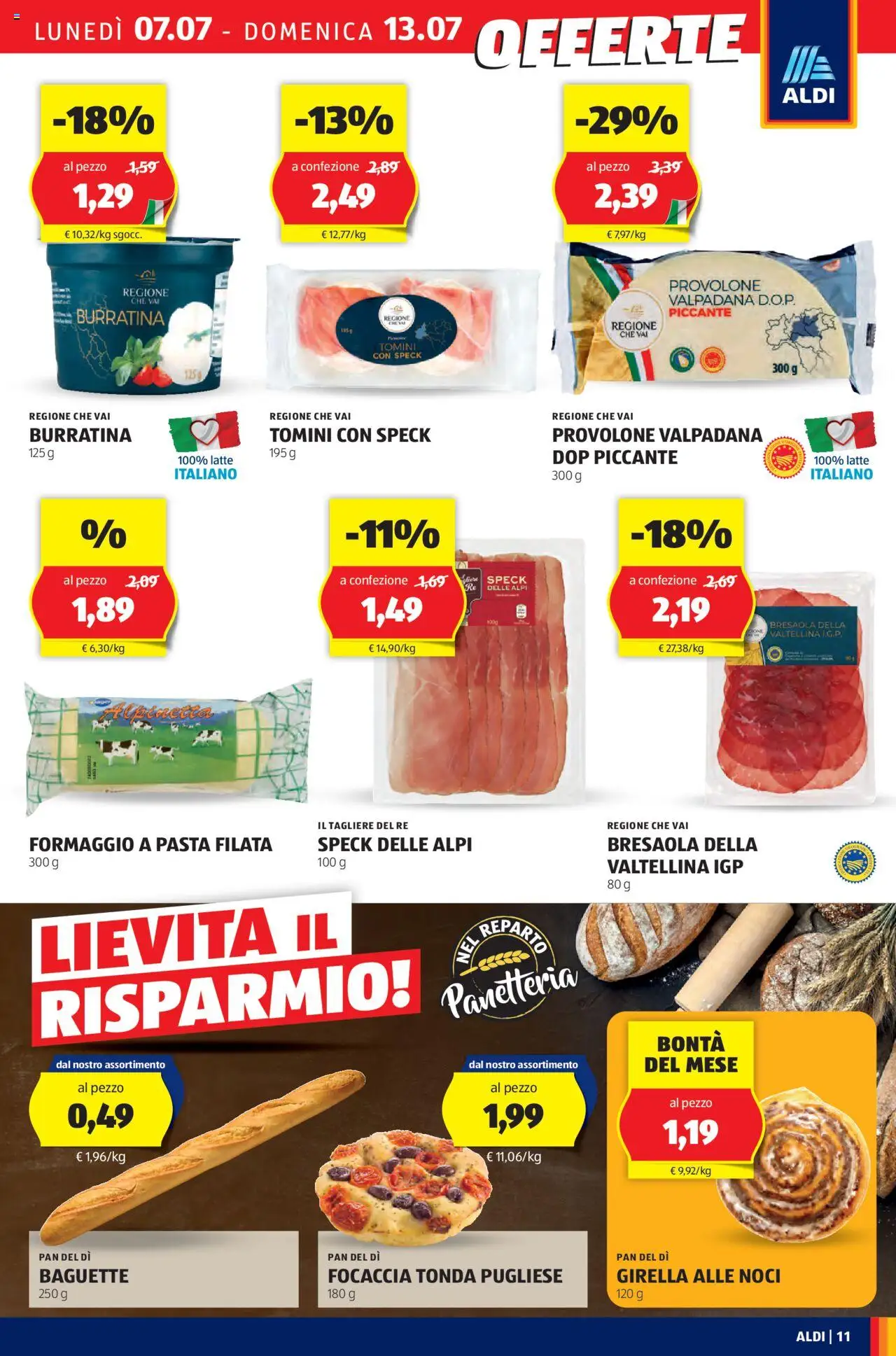 Volantino Aldi del 07.07.2025 | Pagina: 11 | Prodotti: Speck, Pasta, Noci, Tagliere