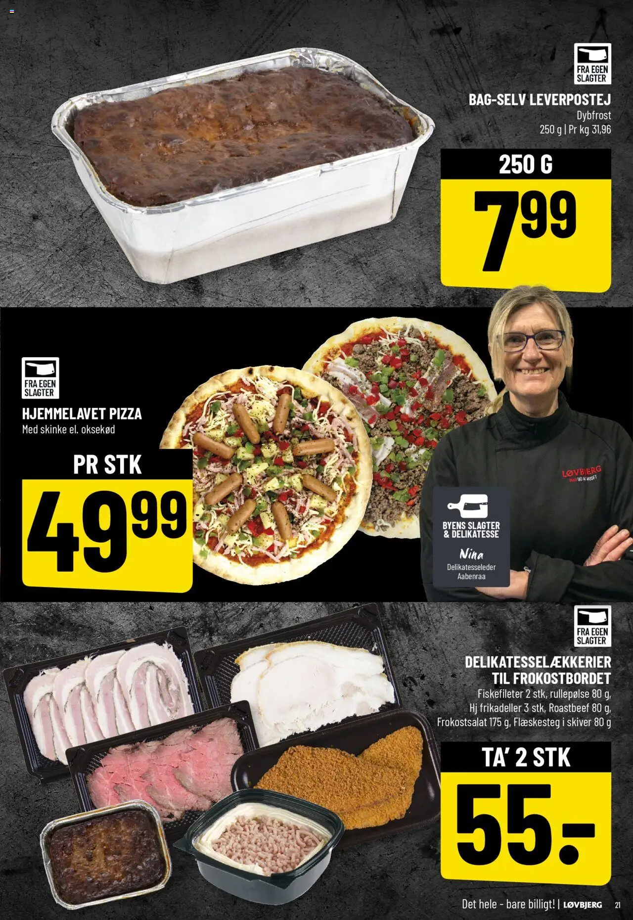 Løvbjerg tilbudsavis – gyldig fra 17.10.2025 | Side: 21 | Produkter: Leverpostej, Frikadeller, Flæskesteg, Roastbeef