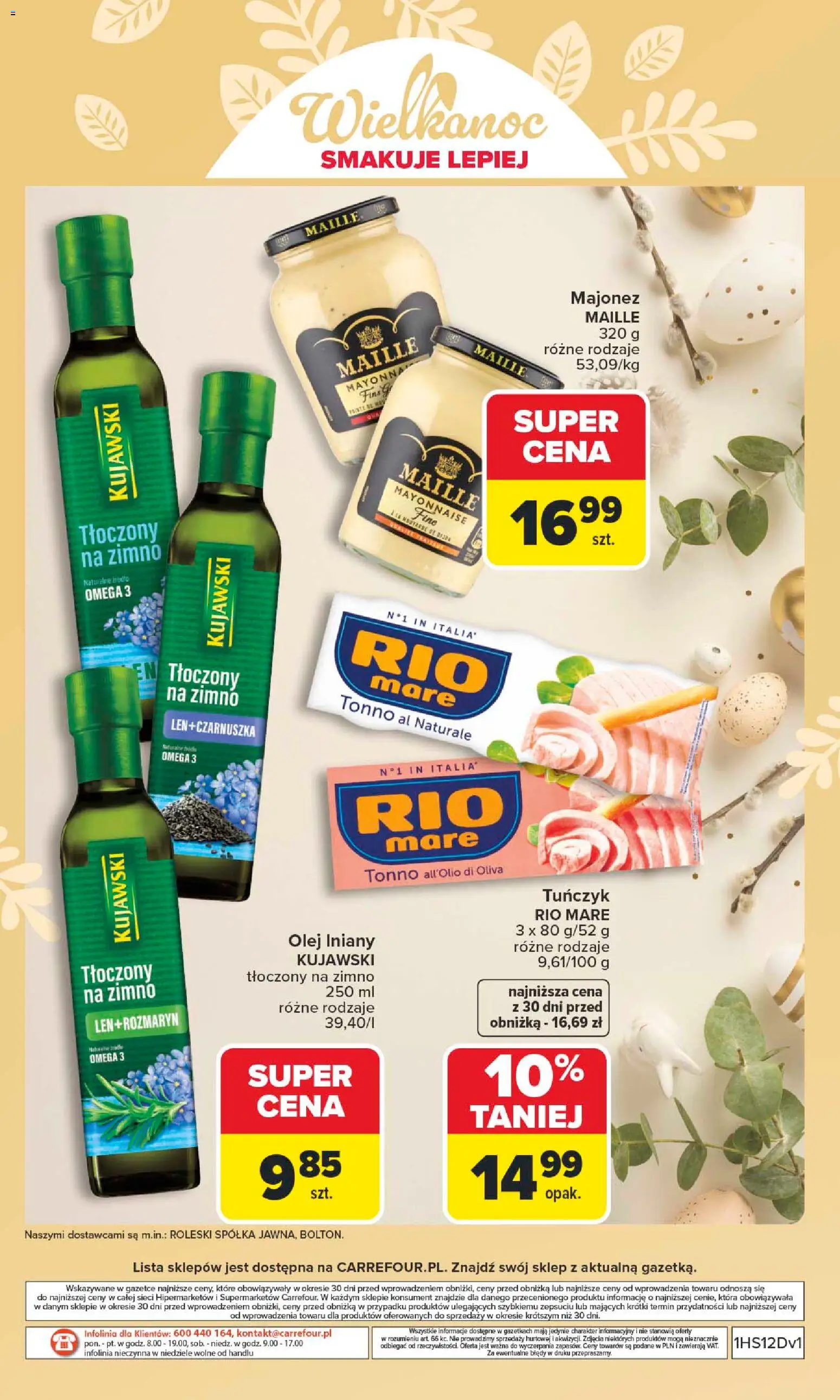 Carrefour gazetka - Wielkanoc smakuje lepiej od 16.03.2026 | Strona: 20 | Produkty: Tuńczyk, Tuńczyk rio mare, Olej, Majonez
