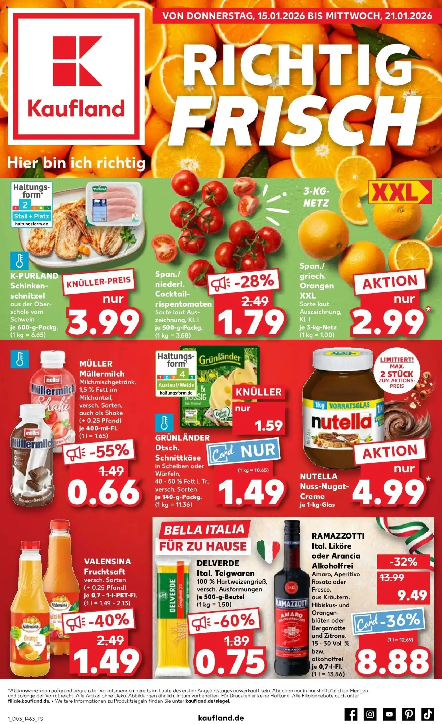Kaufland prospekt Krumbach (Schwaben)	 – gültig ab 15.01.2026 | Seite: 1 | Produkte: Orangen, Nutella, Müllermilch, Muller mullermilch