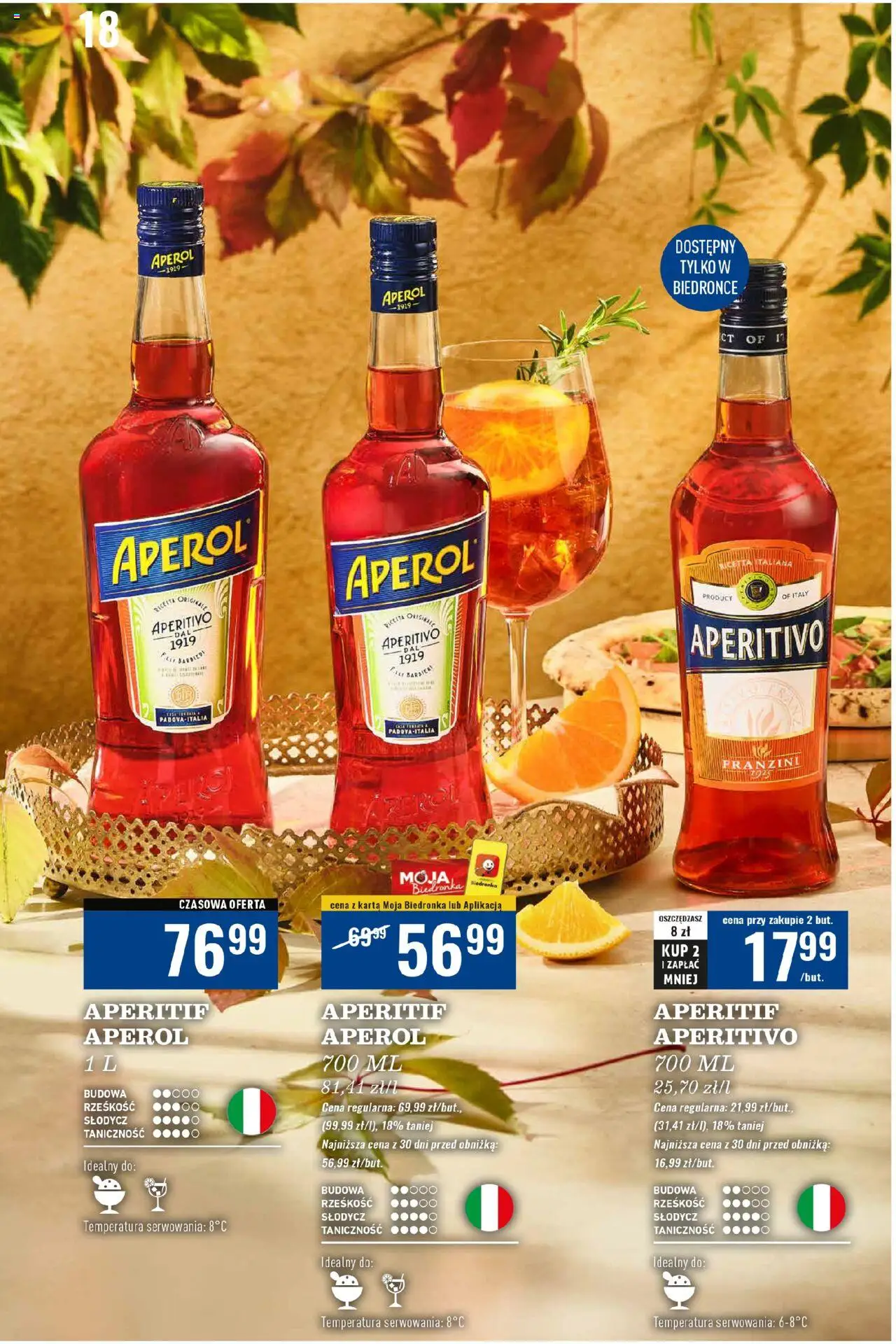 Biedronka gazetka - Czas na toast od 22.09.2025 | Strona: 18 | Produkty: Karta, Aperol