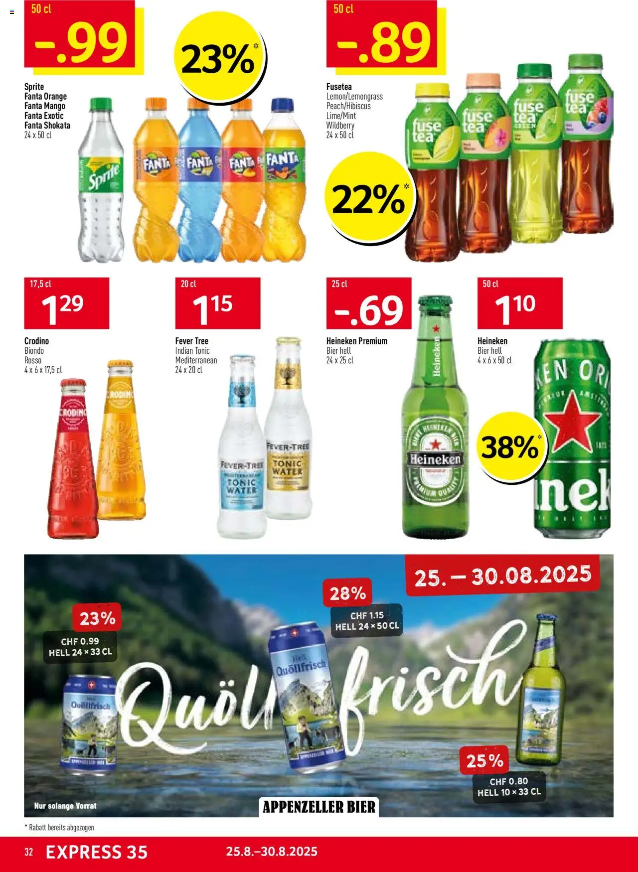 Prodega Aktionen ab 25.08.2025 | Seite: 32 | Produkte: Fanta, Sprite, Bier, Mango